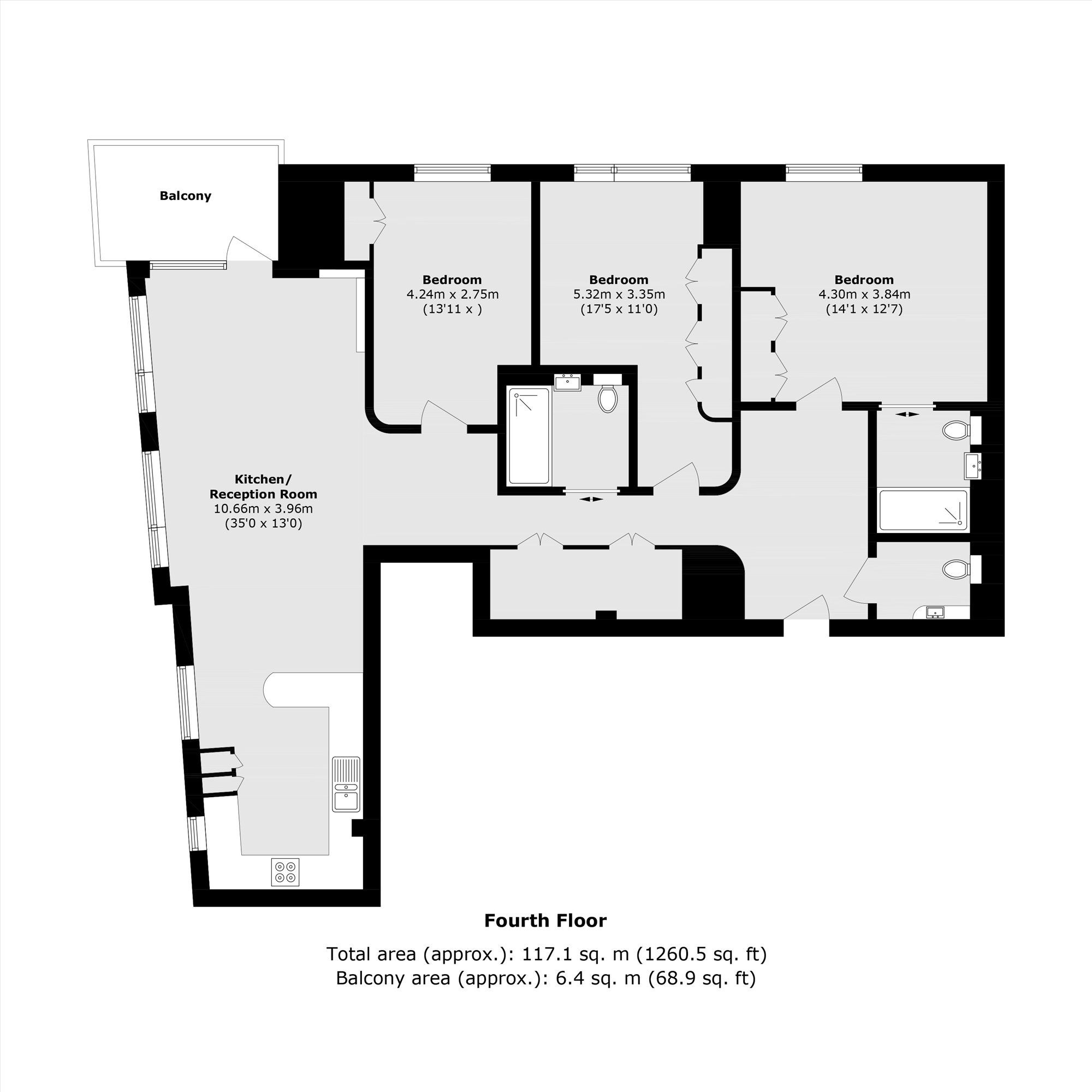 Apartment 401C, 1, Fareham Street, London floorplan