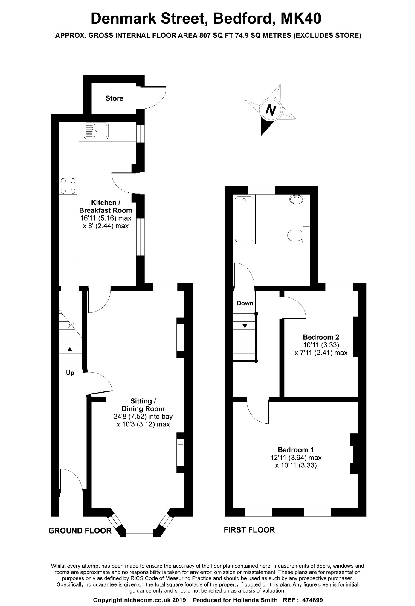 2 Bedrooms Terraced house for sale in Denmark Street, Bedford MK40