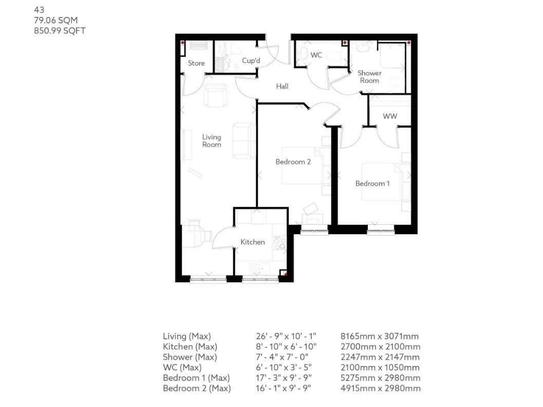 Apartment 43, Westwood Manor, 4 Langholm Close, Beverley floorplan