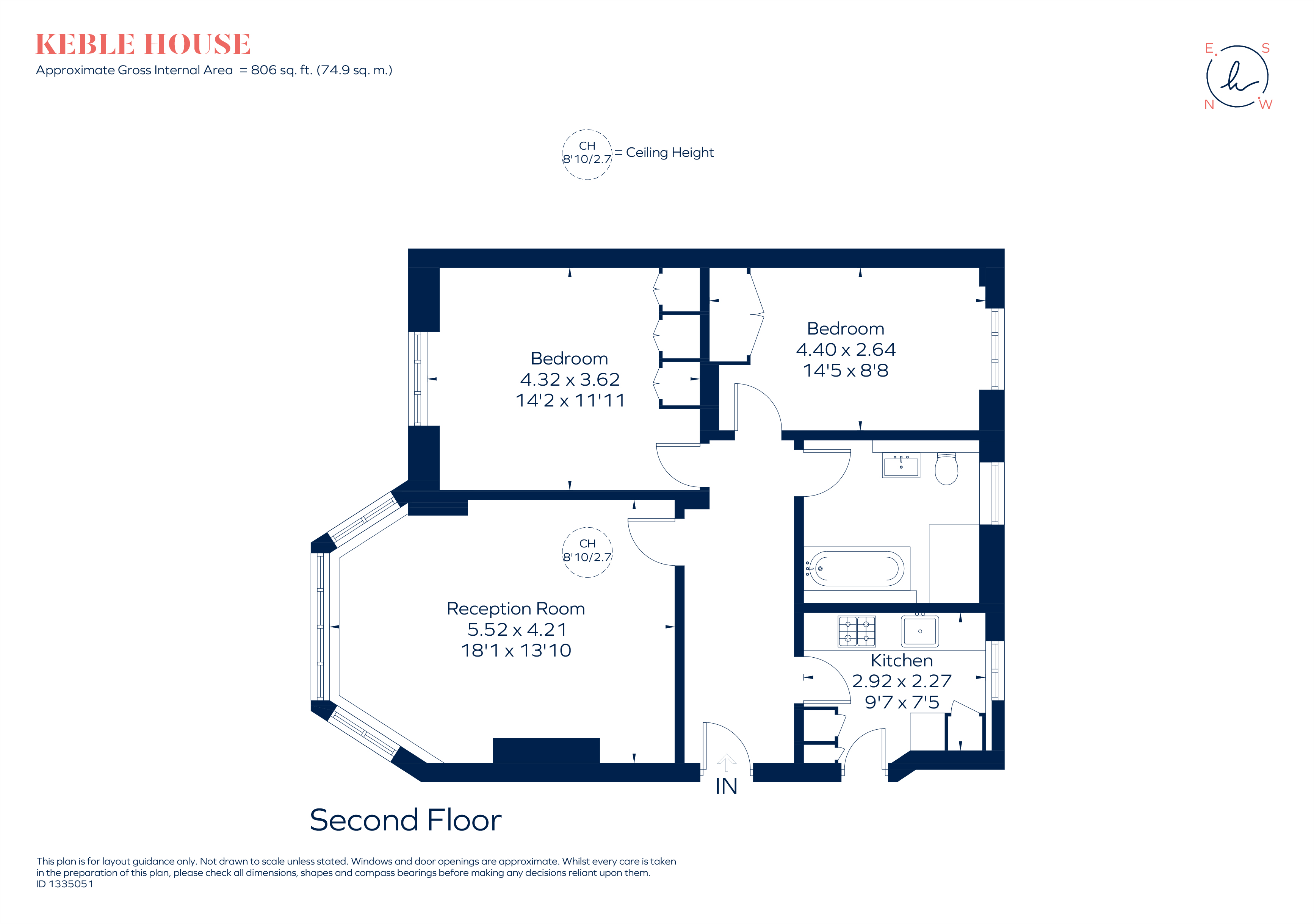 Flat 13, Keble House, Manor Fields, London floorplan