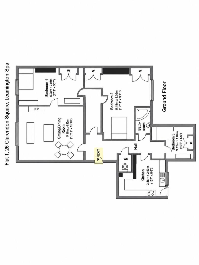 26 Clarendon Square, Leamington Spa floorplan