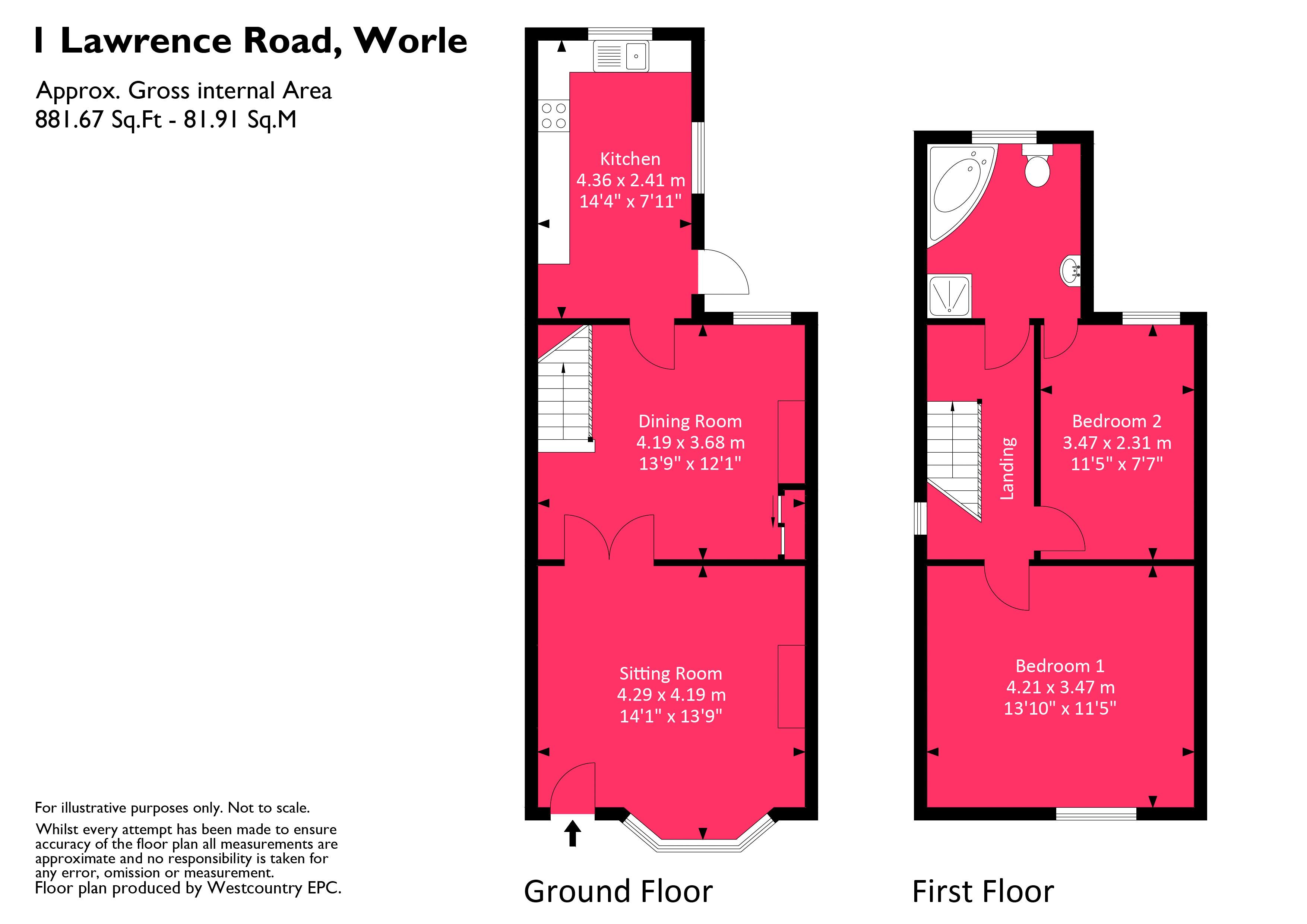 Lawrence Road, Worle, WestonSuperMare BS22, 2 bedroom end terrace