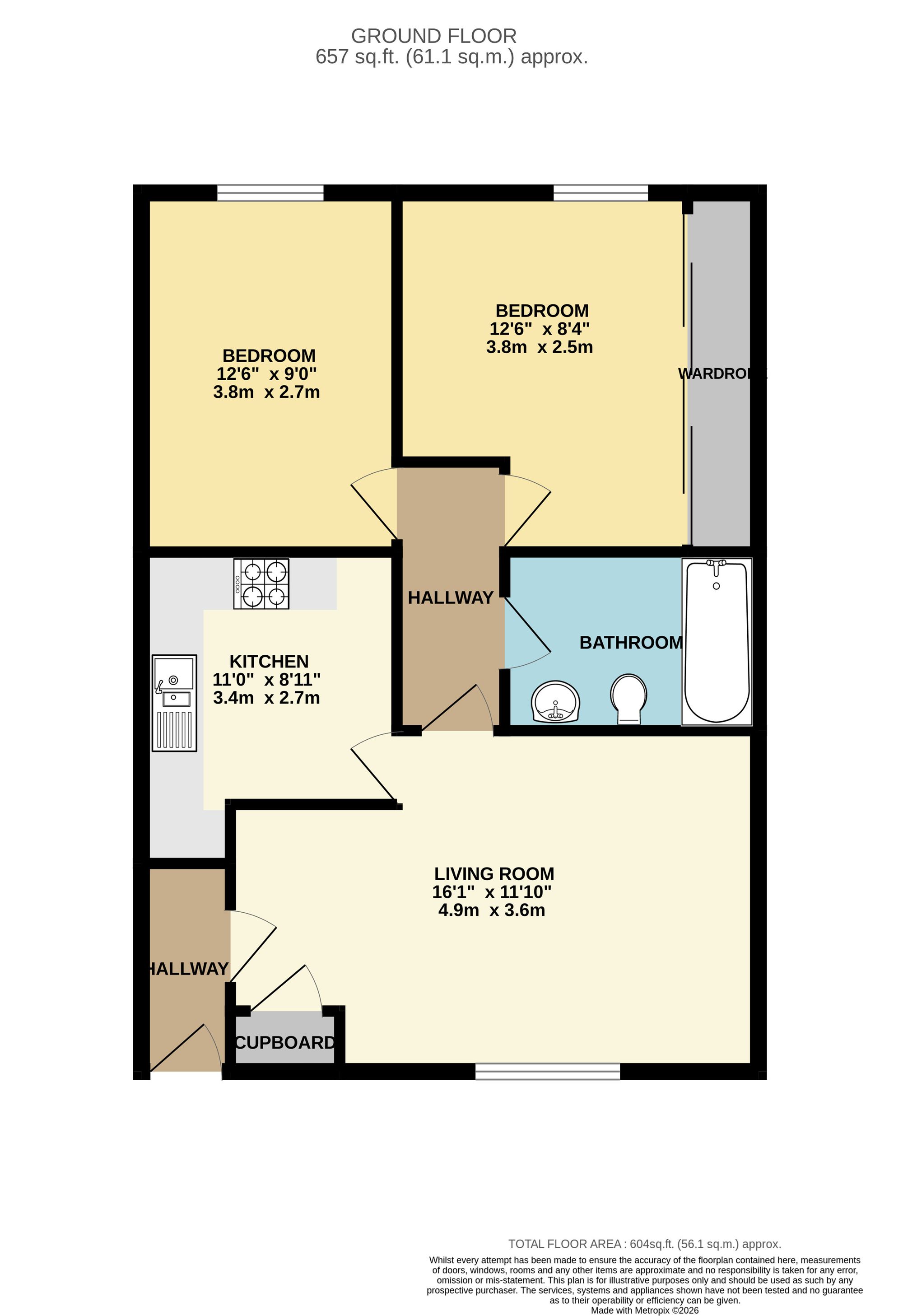 Flat 12, Monmouth Court Bindon Road, Taunton floorplan