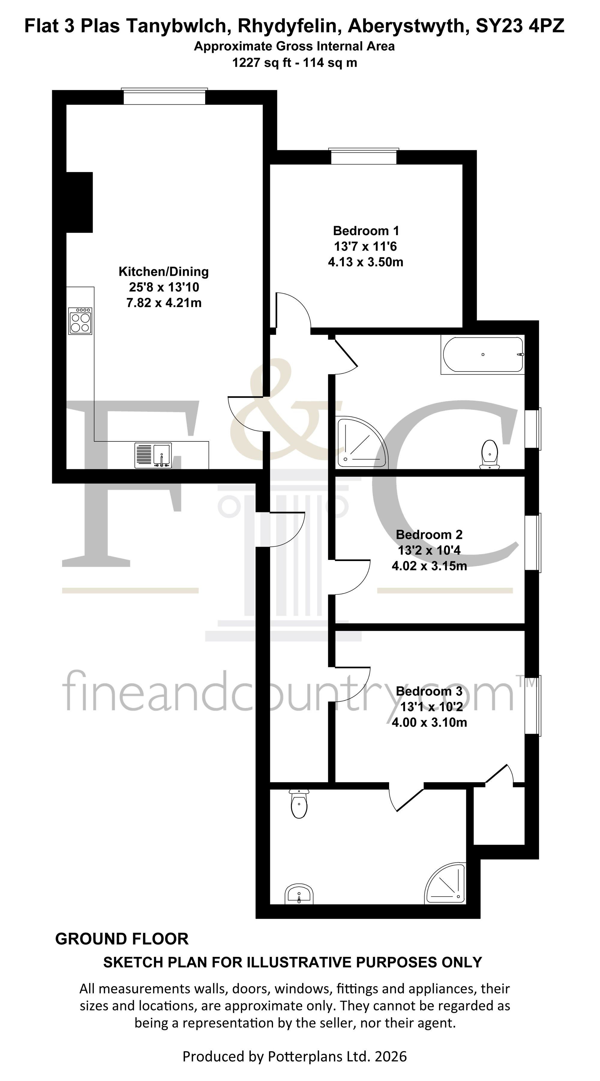 Flat 3, Plas Tanybwlch, Aberystwyth floorplan