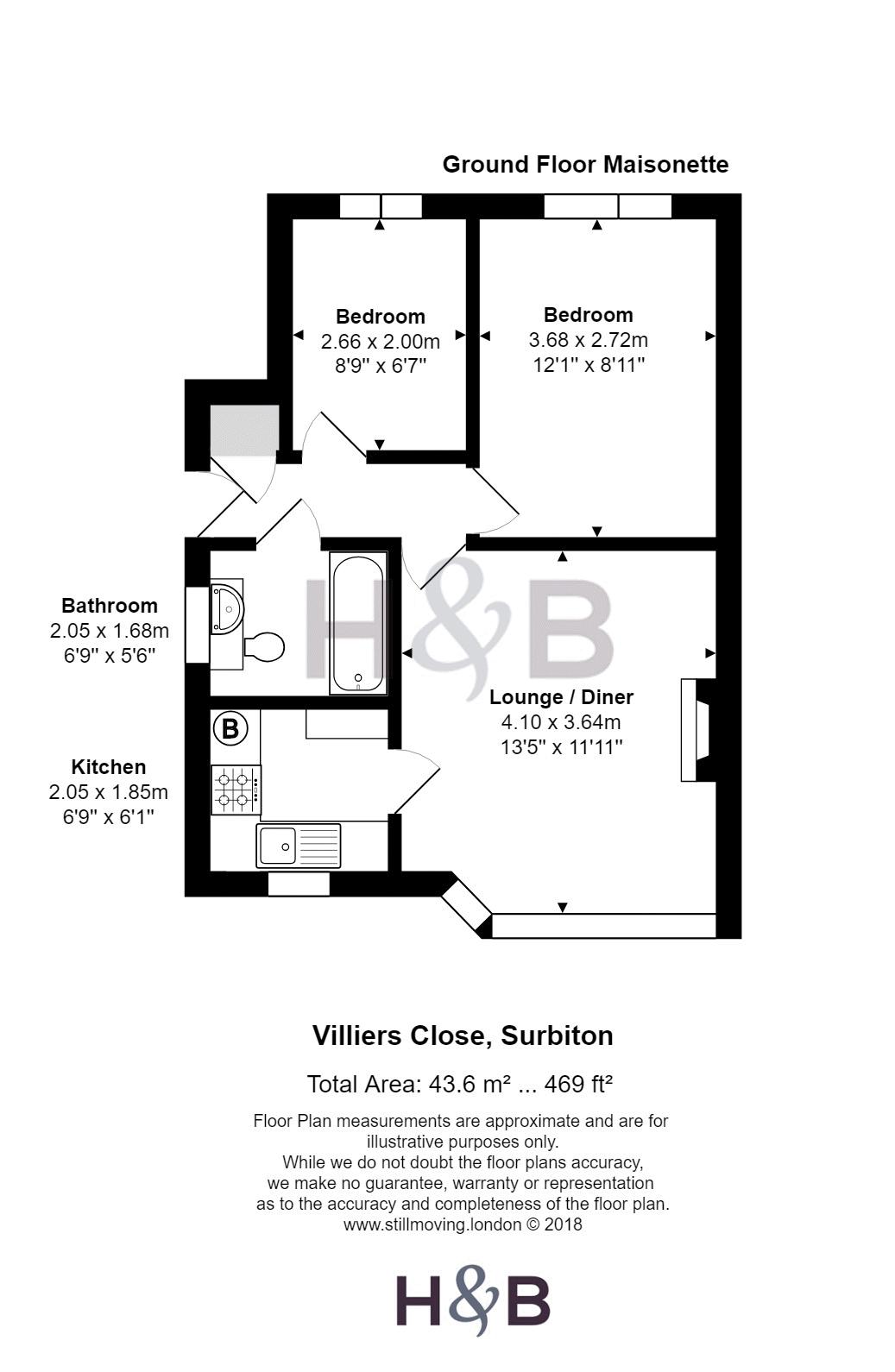 2 Bedrooms Flat to rent in Villiers Close, Surbiton KT5