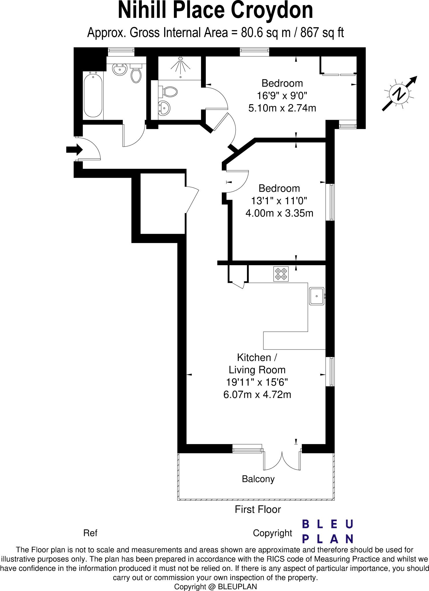 Flat 5 - 3, Nihill Place, Croydon floorplan