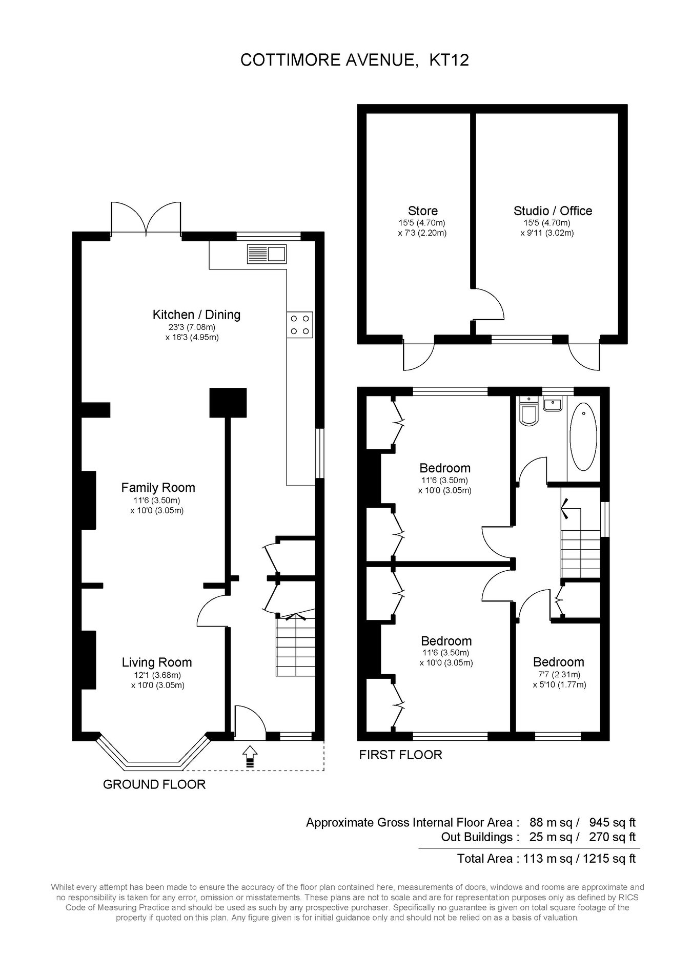 11, Cottimore Avenue, Walton-on-Thames floorplan