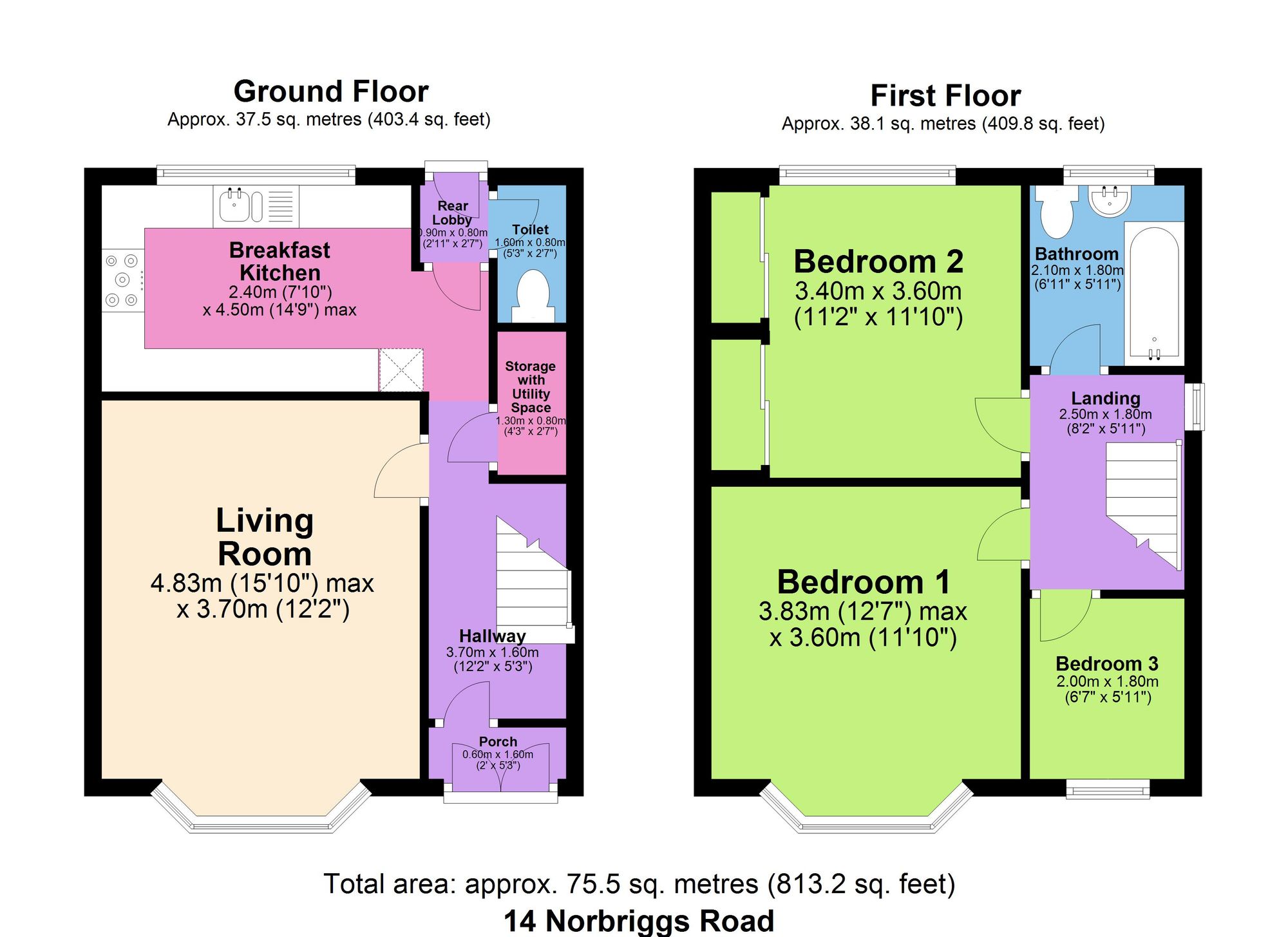 14 Norbriggs Road, Chesterfield floorplan