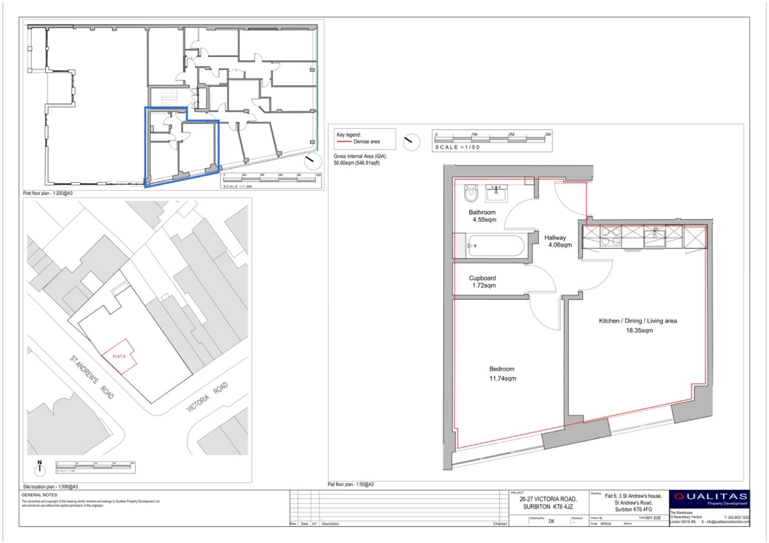 Flat 6 St Andrew's House, St Andrew's Road, Surbiton floorplan