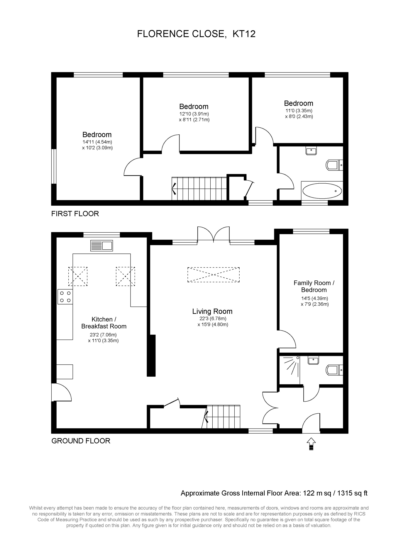 4a, Florence Close, WALTON-ON-THAMES floorplan