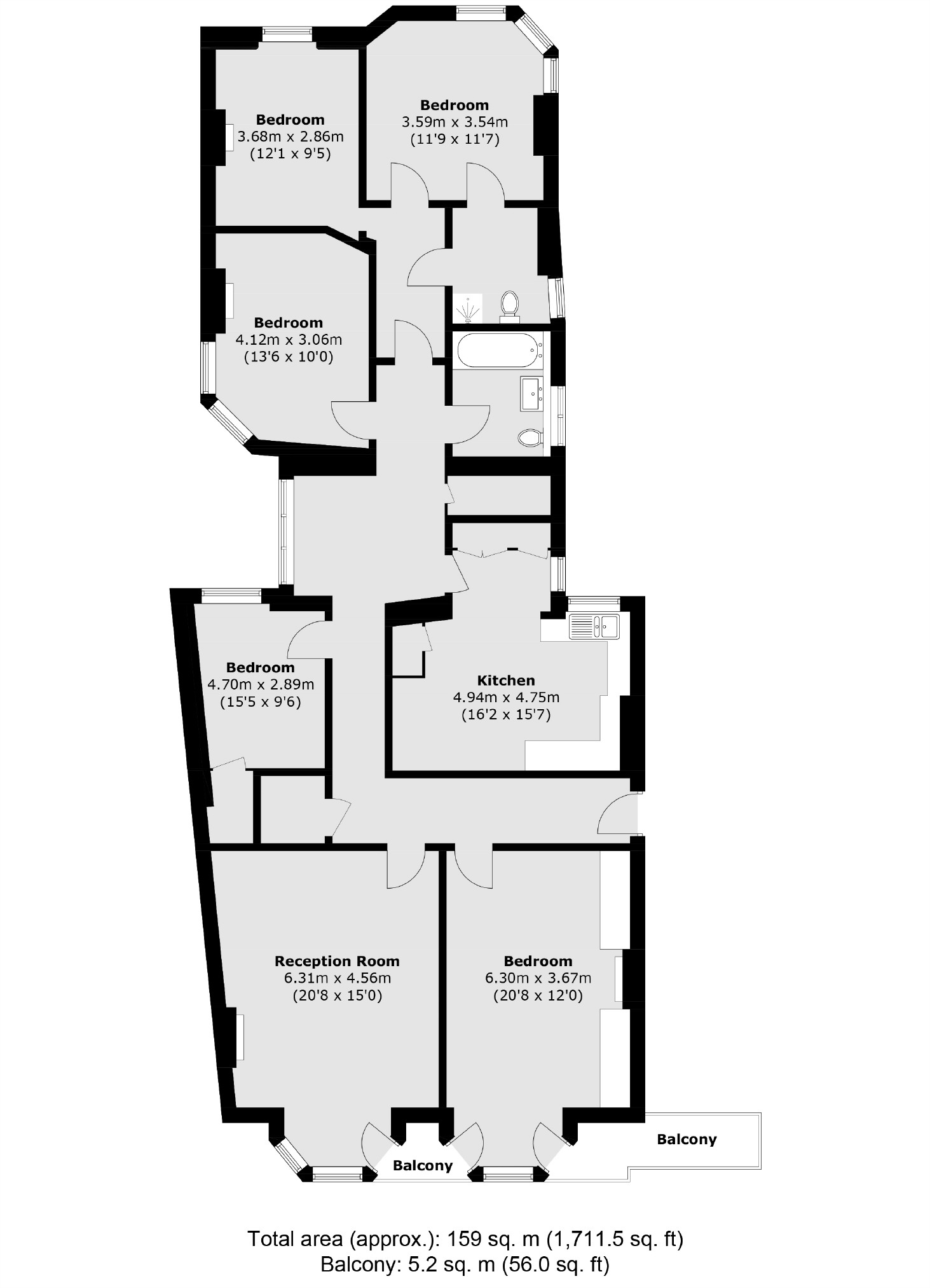 Flat 4, Queens Mansions, Brook Green, London floorplan