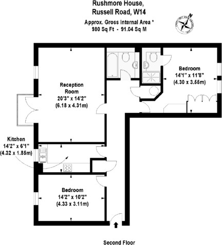 2 Bedrooms Flat to rent in Russell Road, Olympia, London W14