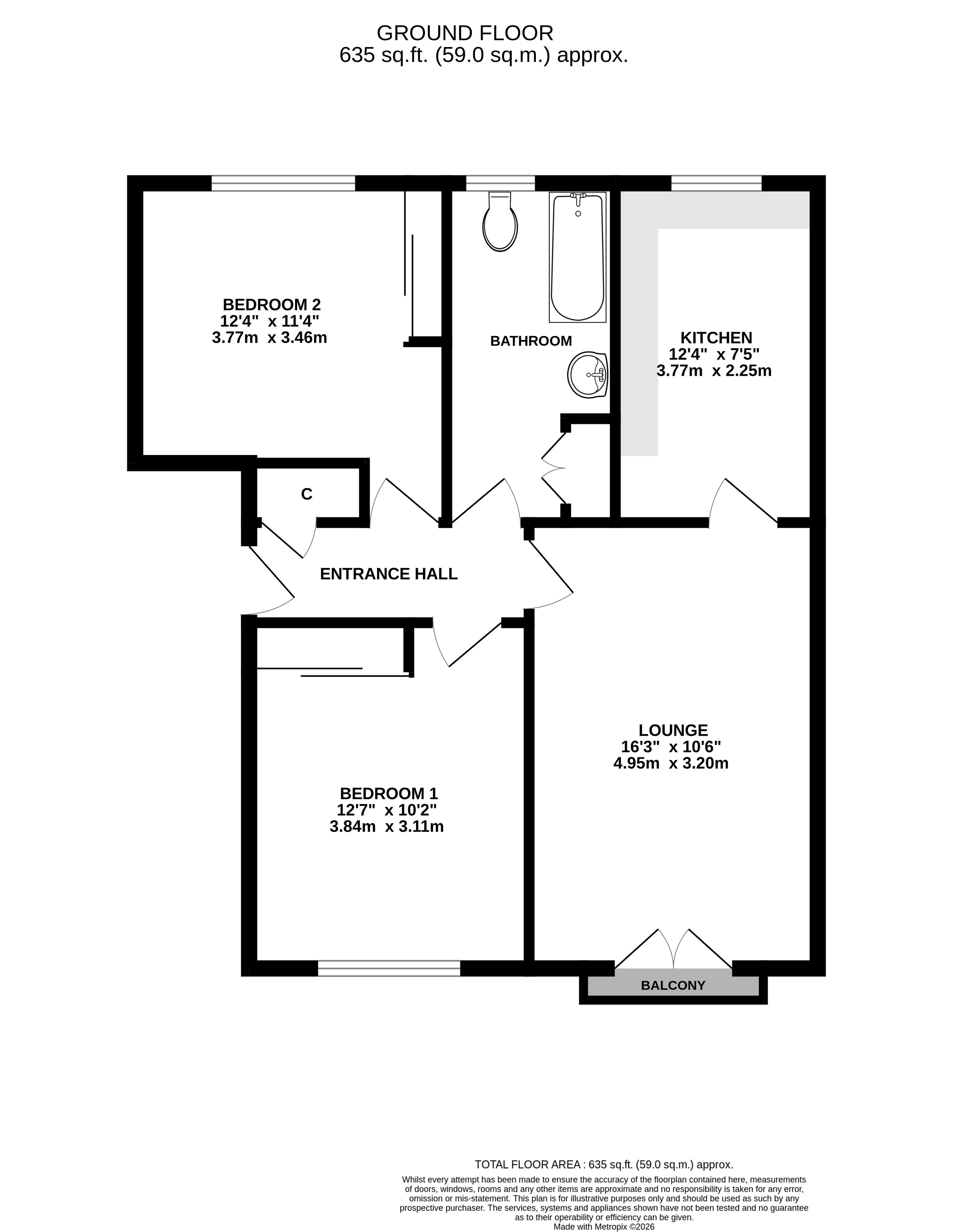 Flat 6, 1, Mill Beck Close, Pudsey floorplan