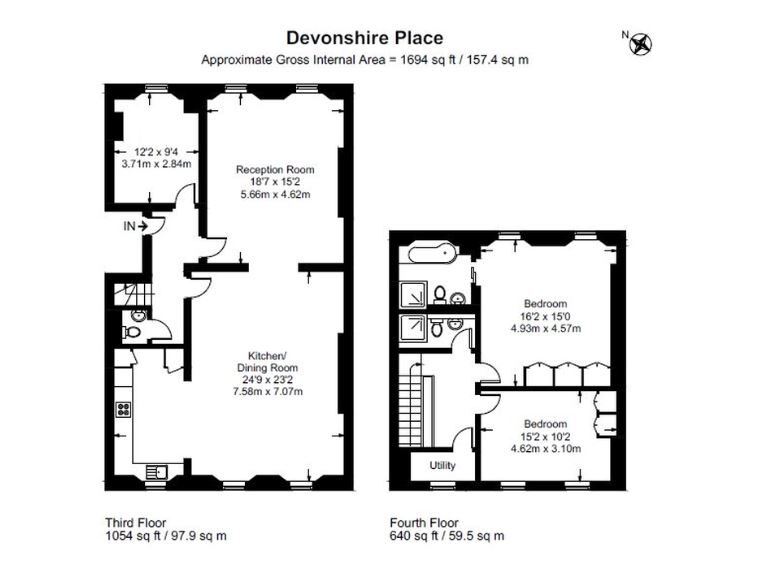 Flat 4, 38, Devonshire Place, London floorplan
