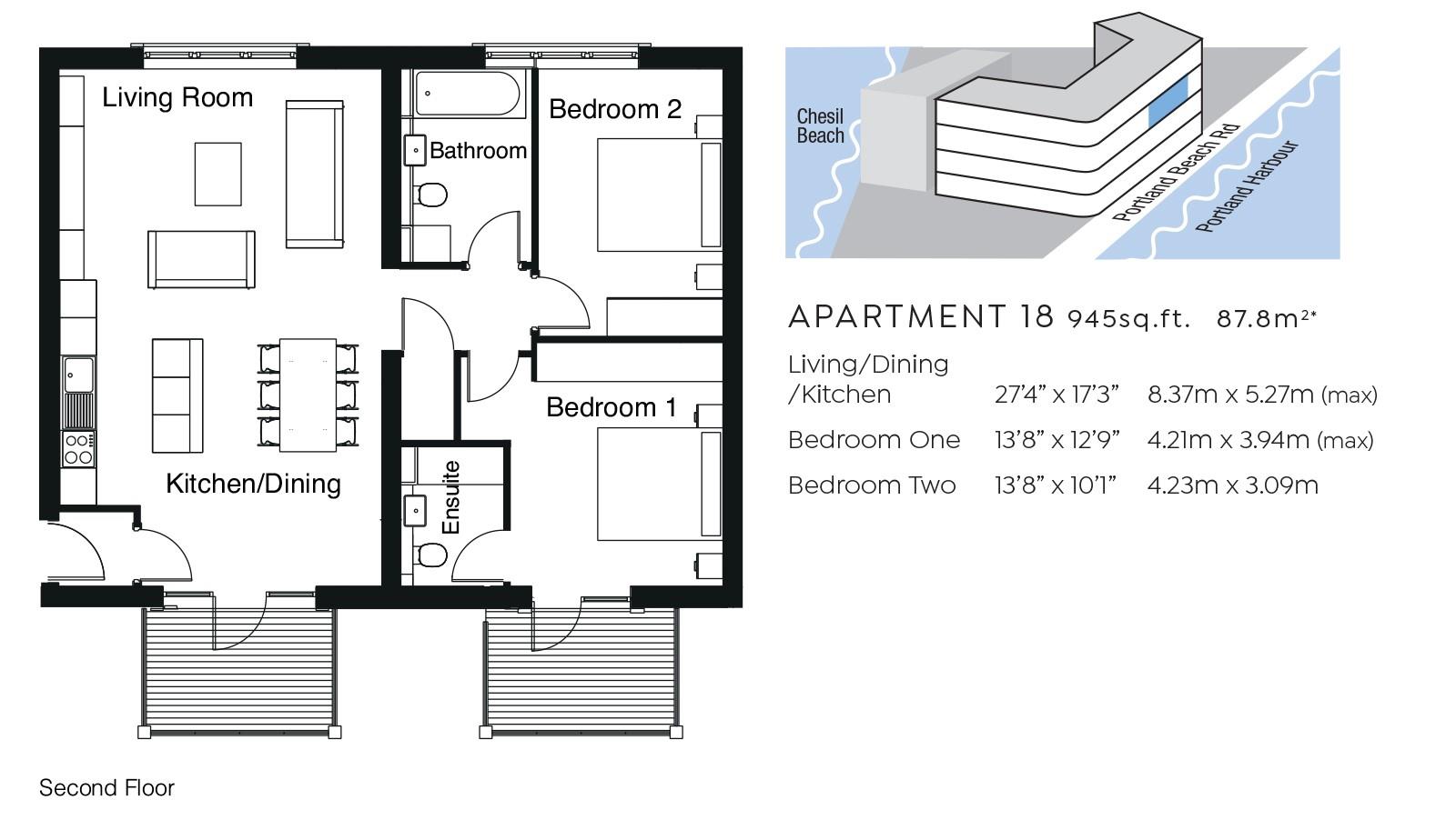Apartment 18, No 1 Chesil Beach, Ferrymans Way, Weymouth floorplan