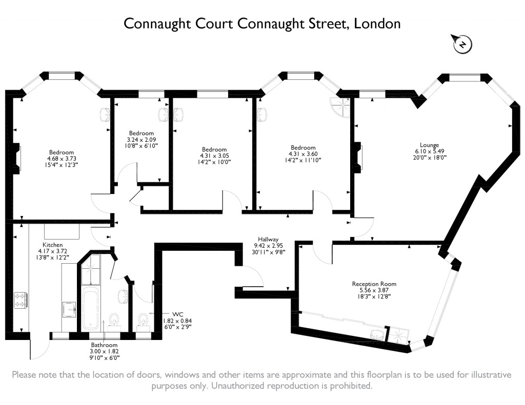 5 Bedrooms Flat for sale in Connaught Court, London, London W2