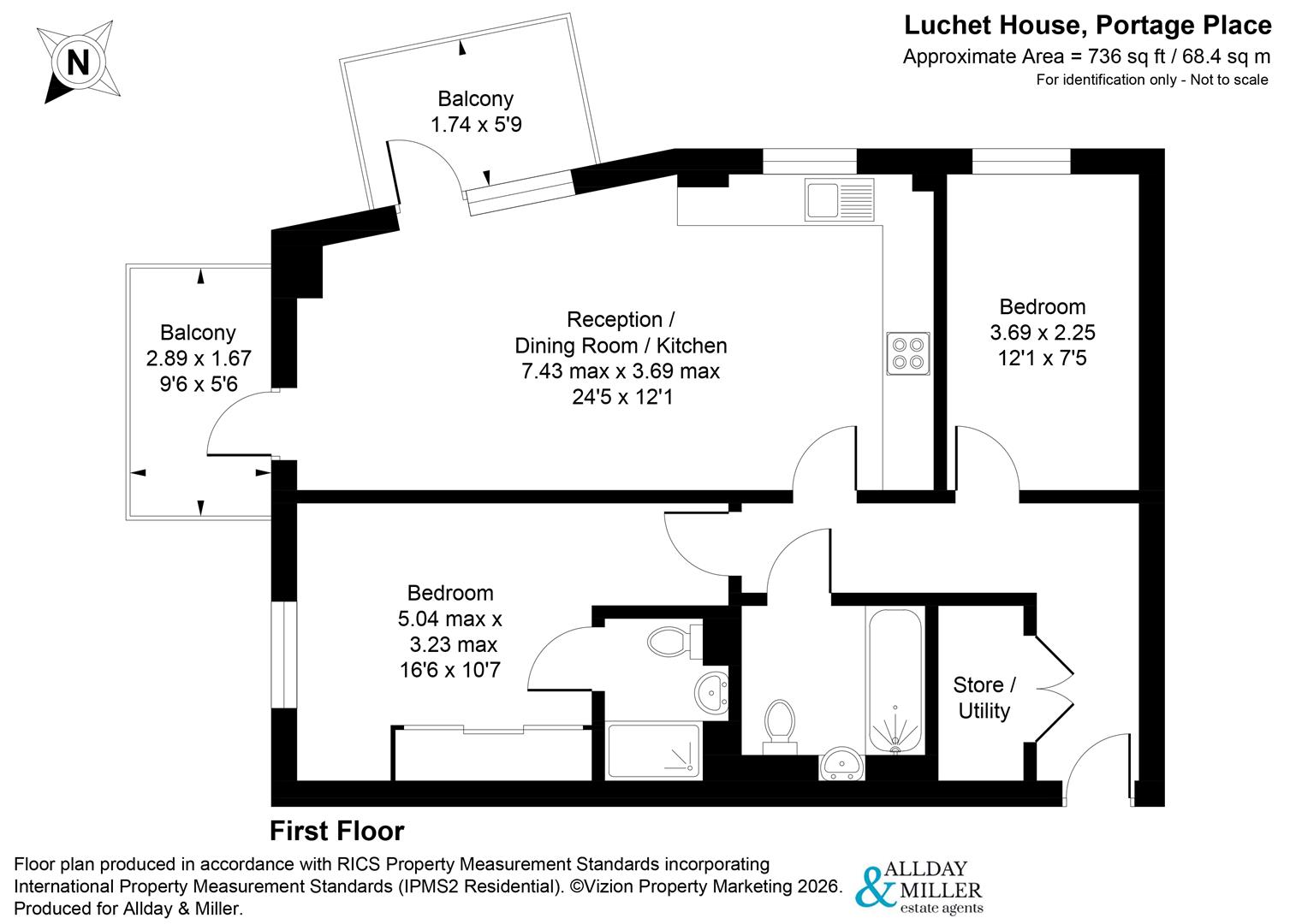 Flat 7 Lutchet House, 4, Portage Place, West Drayton floorplan