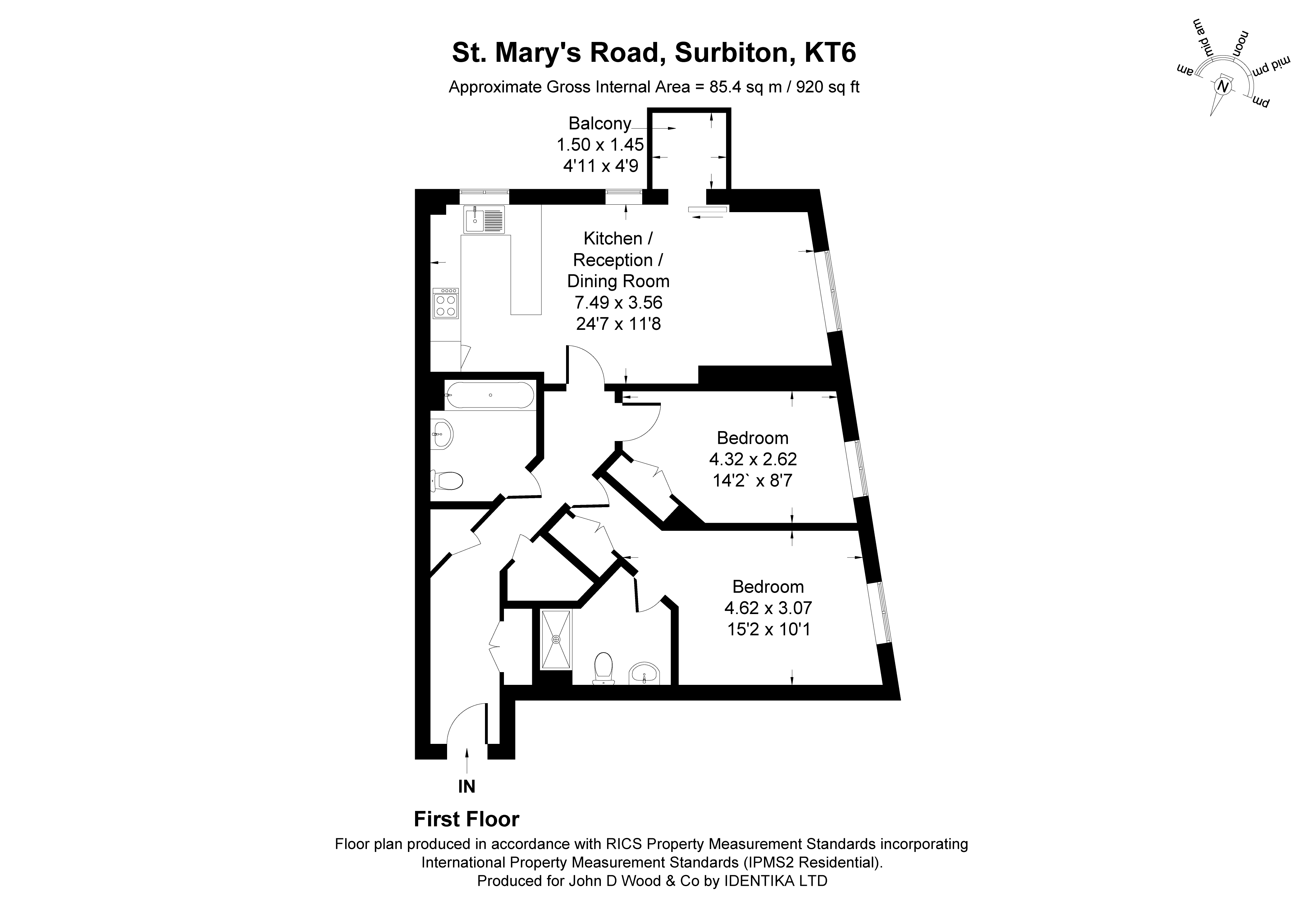 SHORT LET - Flat 2, Surbiton Plaza, 16, St. Mary's Road, Surbiton floorplan