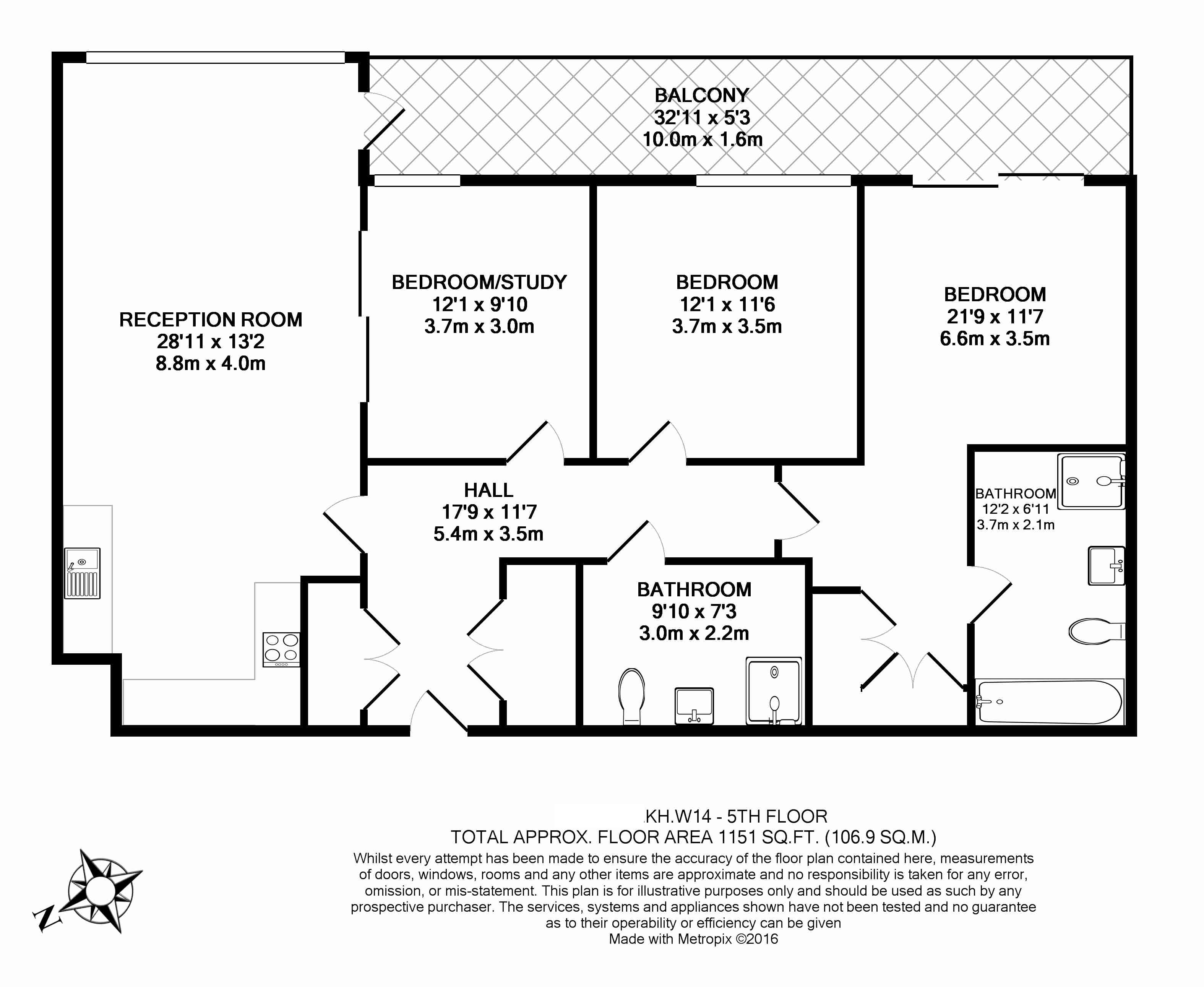 Flat 50 Lord Kensington House, 5, Radnor Terrace, Kensington floorplan