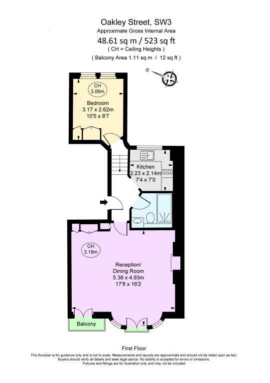 3 (First Floor), 40, Oakley Street, London floorplan