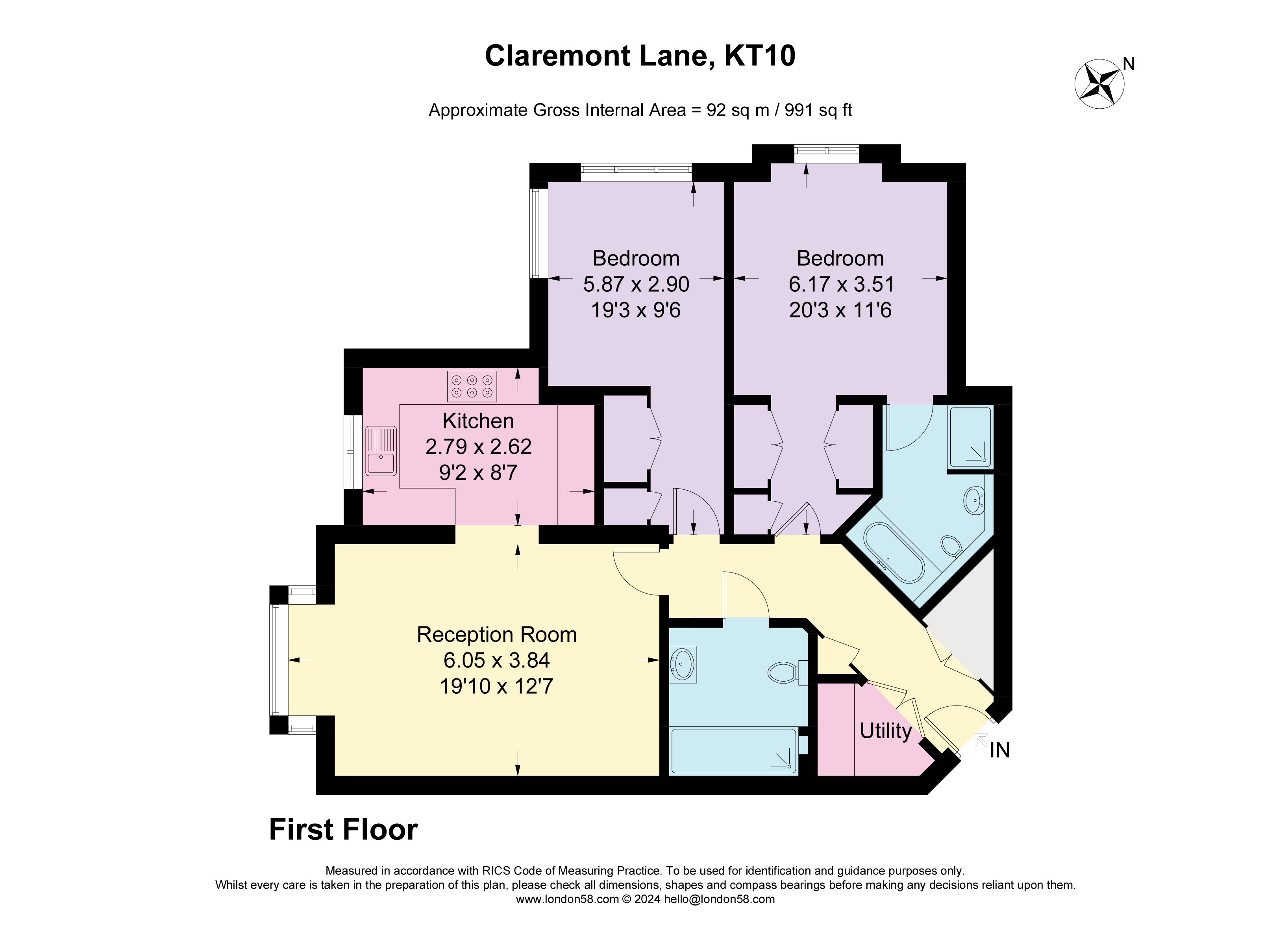 2 bed flat for sale in Claremont Lane, Esher, Surrey KT10 67513223