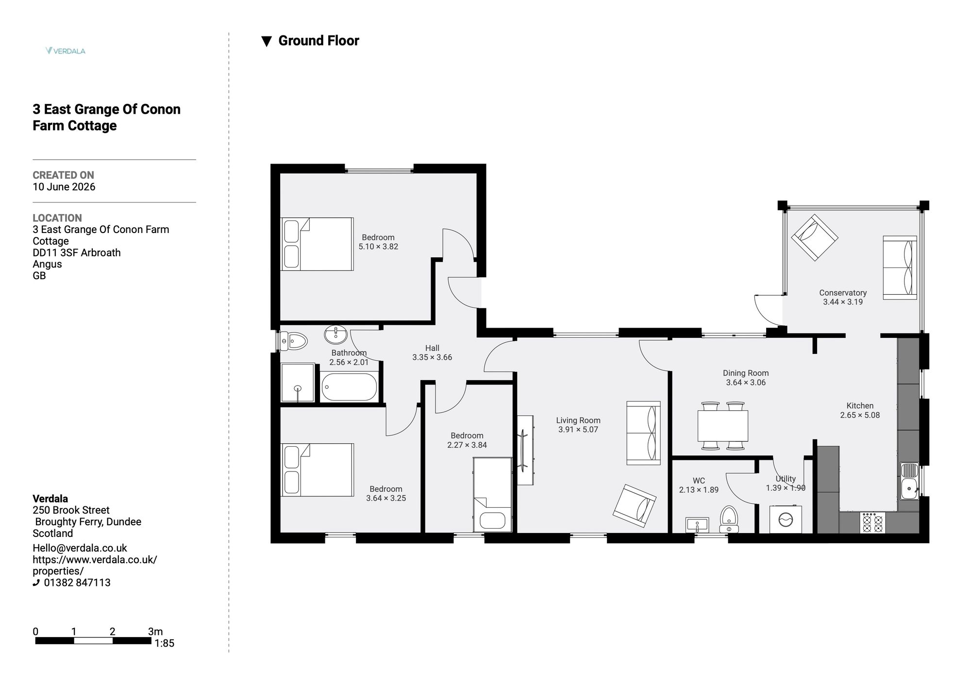 3 East Grange Of Conon Farm Cottage, Arbroath floorplan