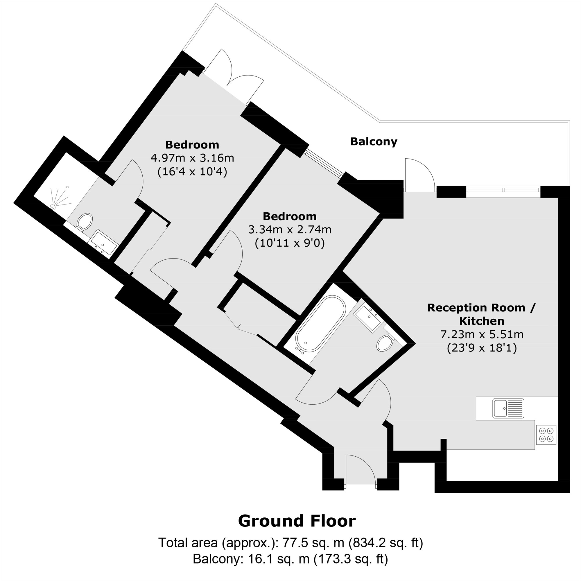 Apartment 1, Lancaster House, 47, Beadon Road, London floorplan