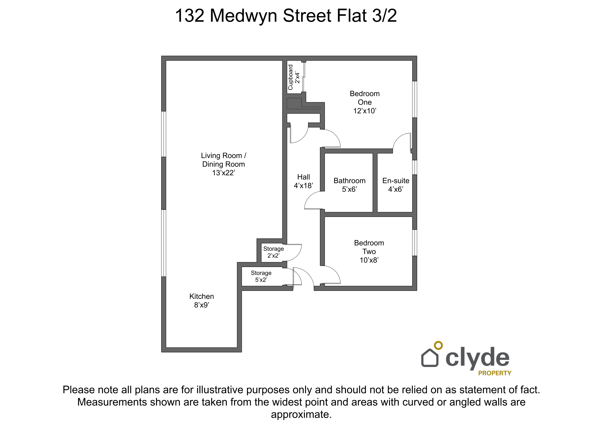 Flat 3-2, 132, Medwyn Street, Glasgow floorplan
