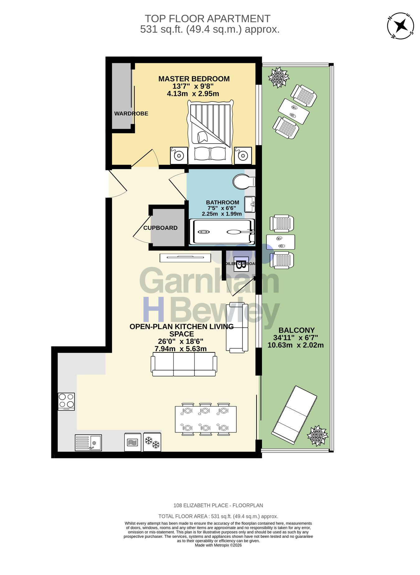 Flat 108 Elizabeth Place, 52 Queens Road, East Grinstead floorplan