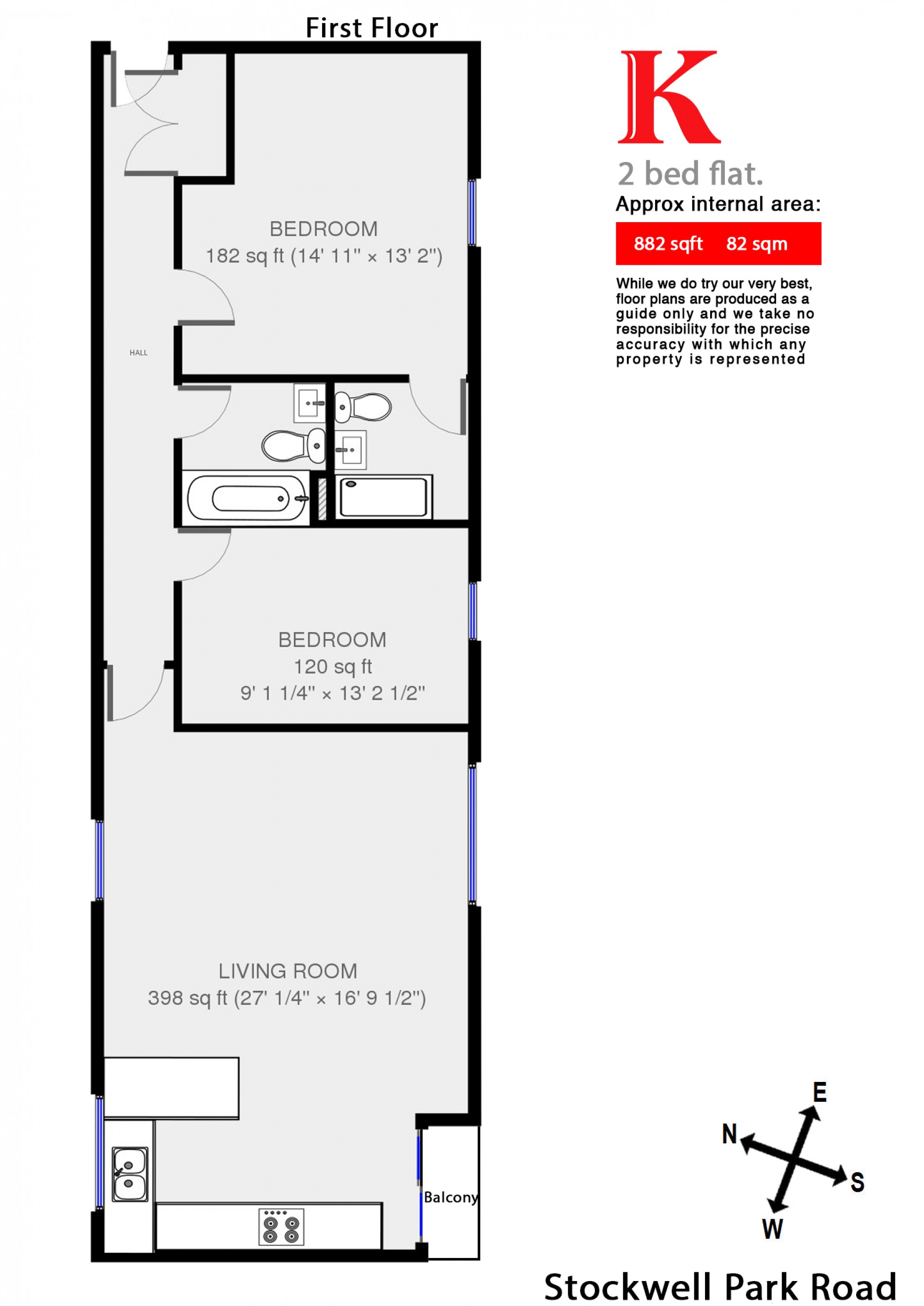 2 Bedrooms Flat to rent in Stockwell Park Road, Stockwell, London SW9