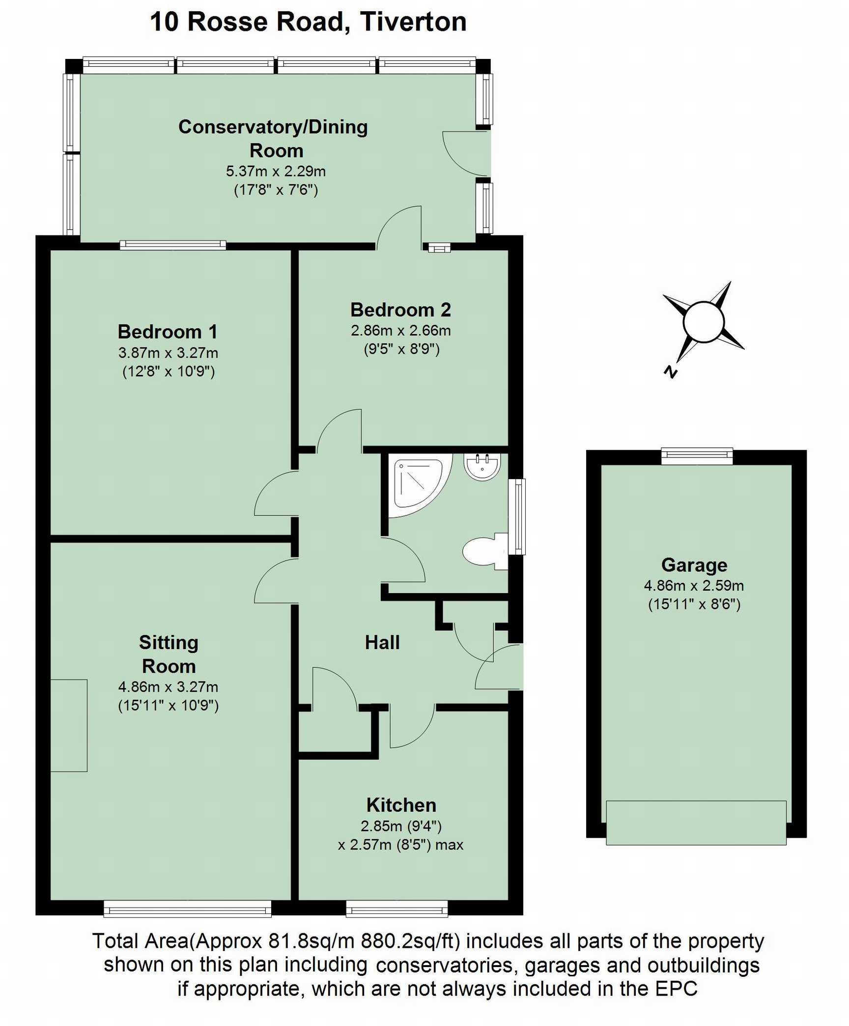 2 Bedrooms Semi-detached bungalow to rent in Rosse Road, Tiverton EX16