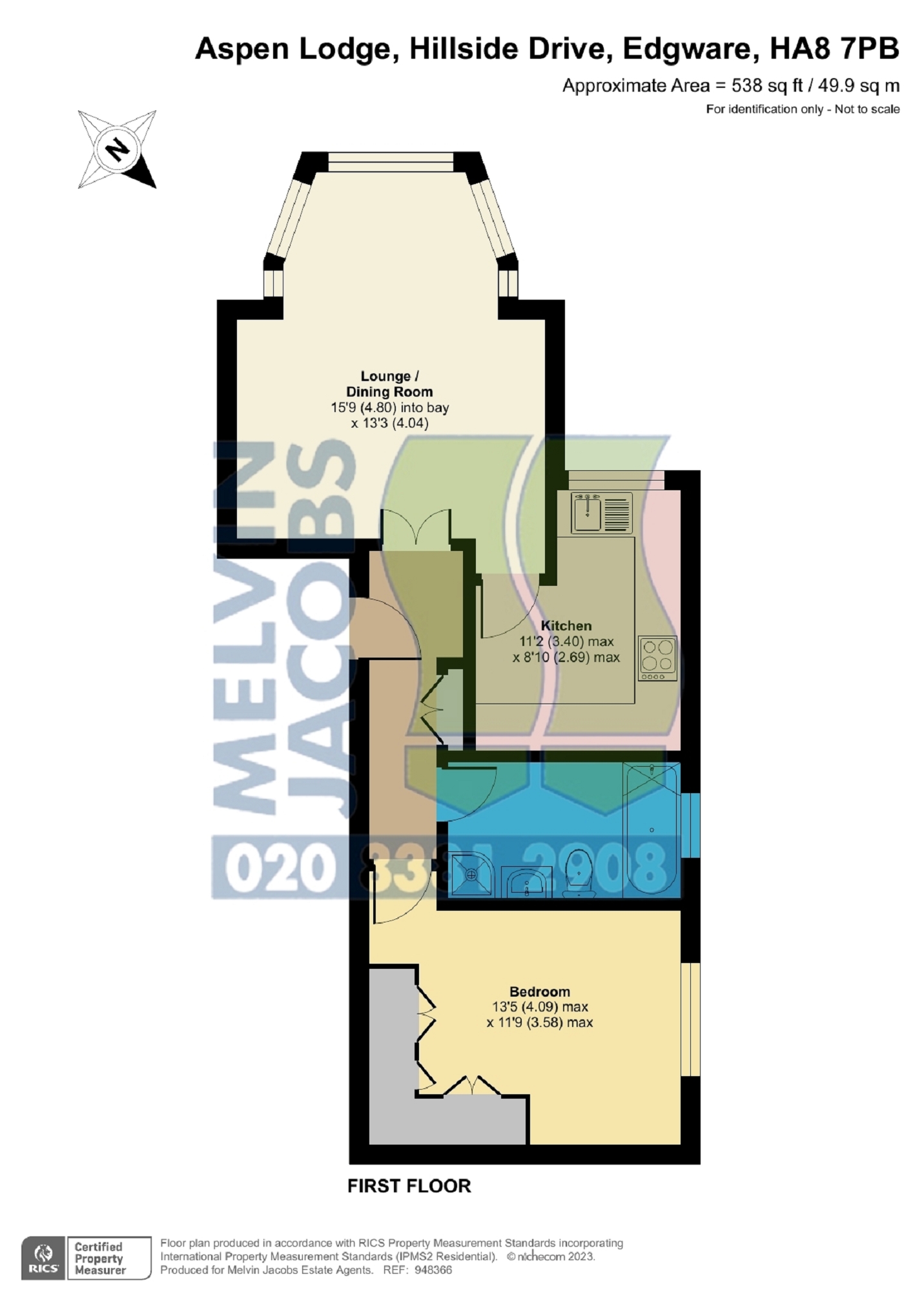 Aspen Lodge, 35 Hillside Drive, Edgware, Middx. HA8, 1 bedroom flat for