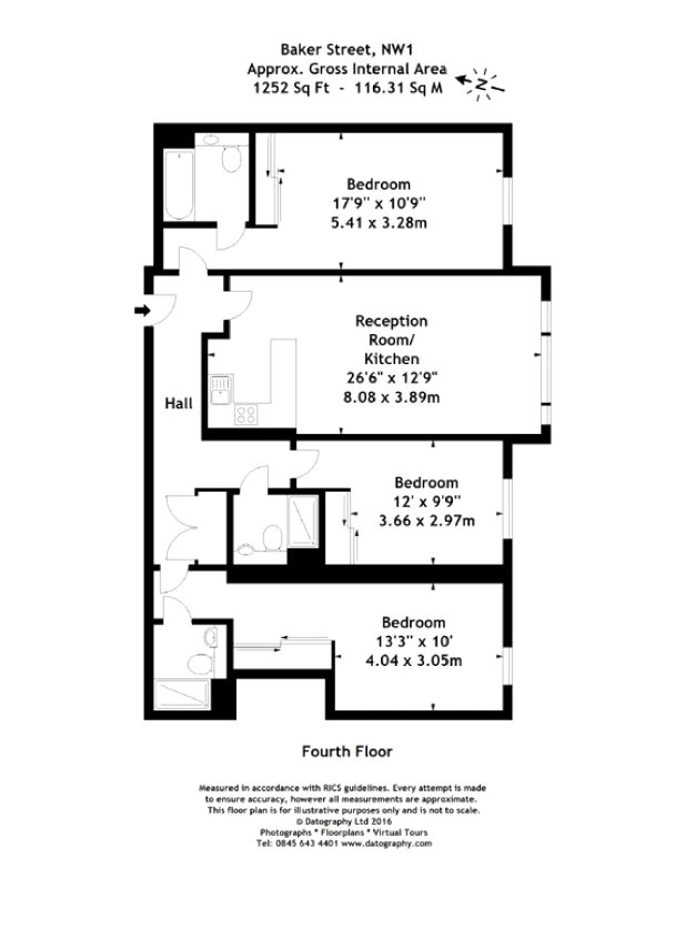 3 Bedrooms Flat to rent in Flat, Park View Residence, 219 Baker Street, London NW1