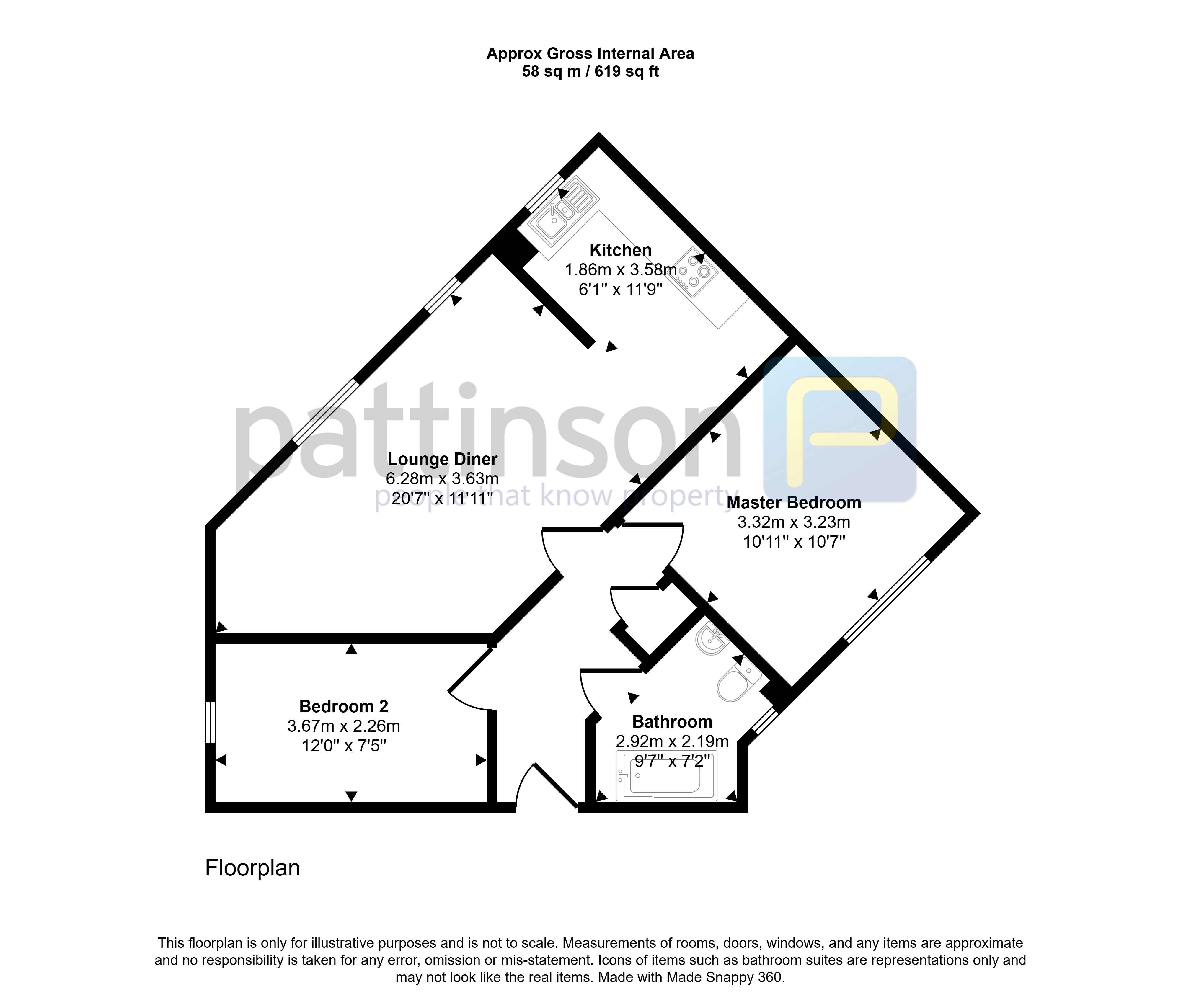 19, Acklington Court, Ashington floorplan