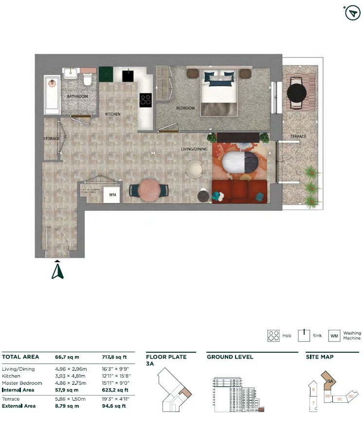 3A.00.03,, The Arrival, St. John's Hill floorplan