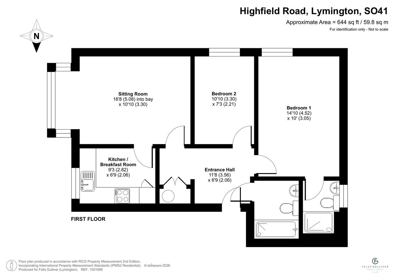 Flat 3, The Railings, 11, Highfield Road, Lymington floorplan