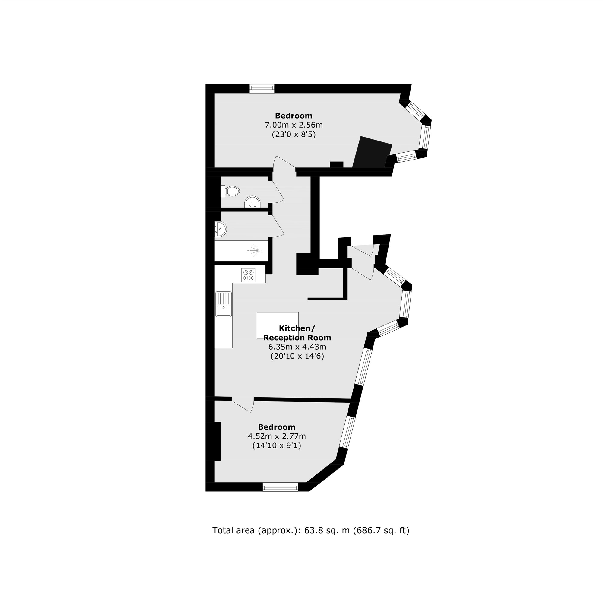 Flat 1st Floor, 92, Kingsgate Road, London floorplan