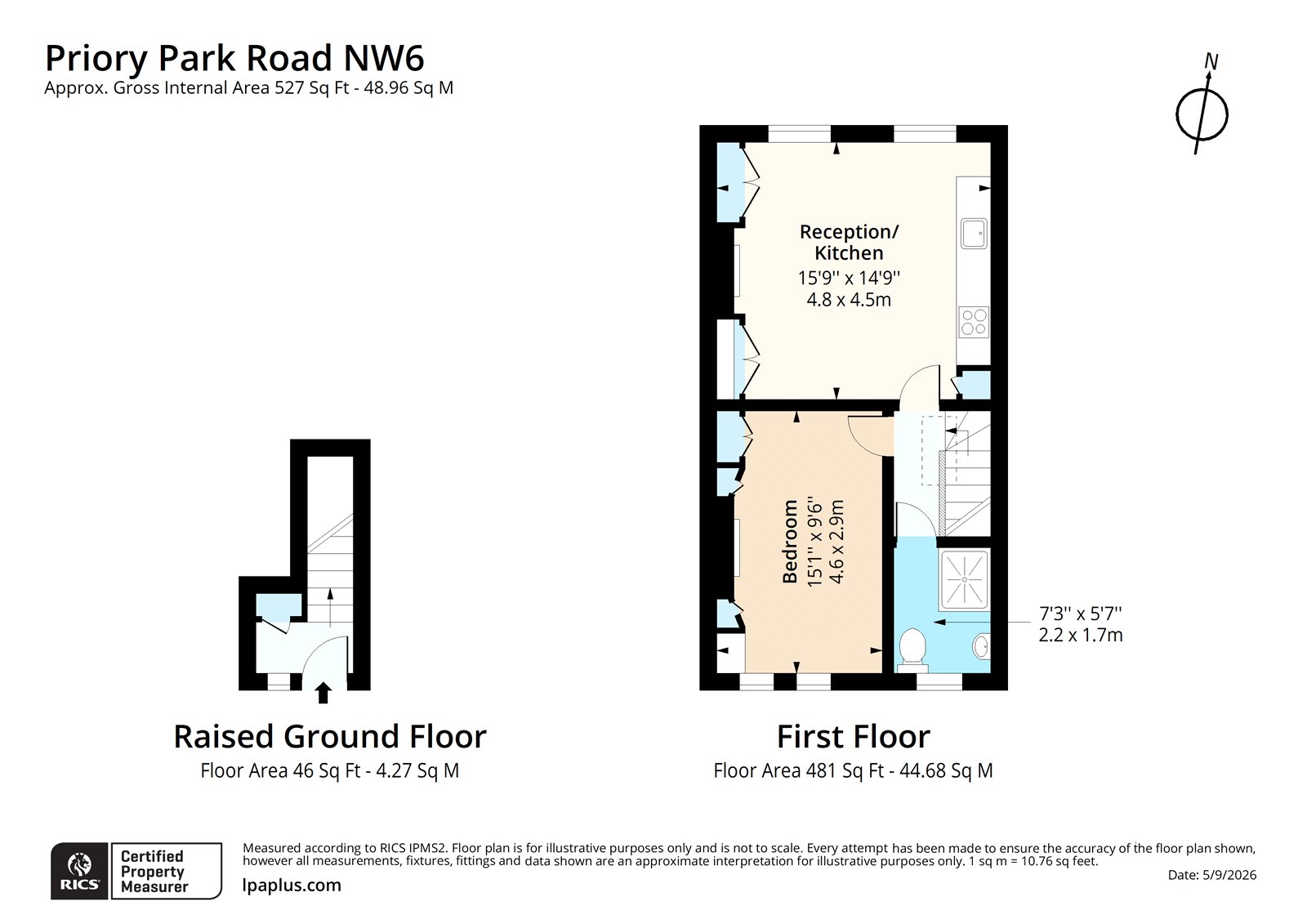 45A,, Priory Park Road, London floorplan
