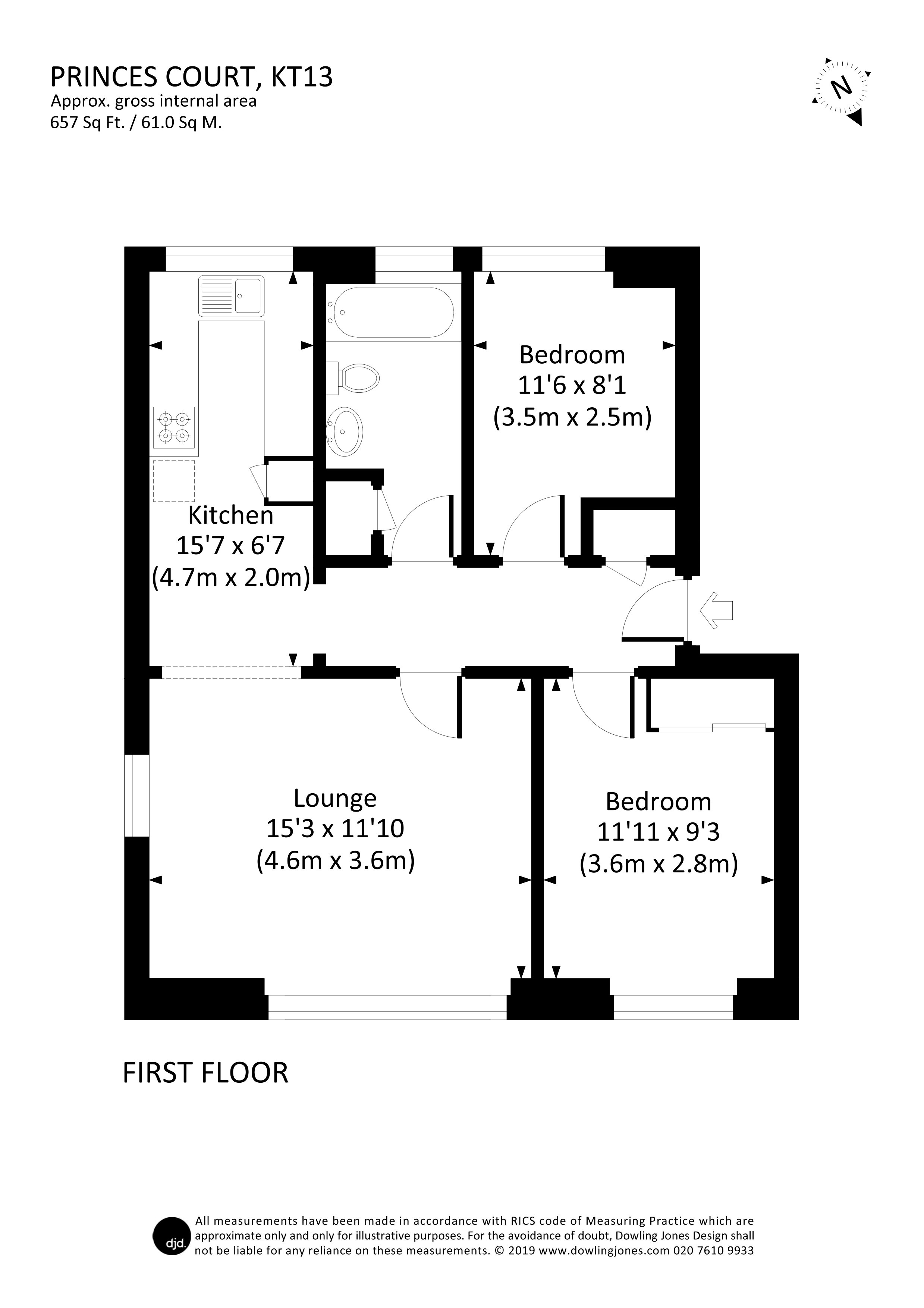 2 Bedrooms Flat to rent in Princes Road, Weybridge KT13