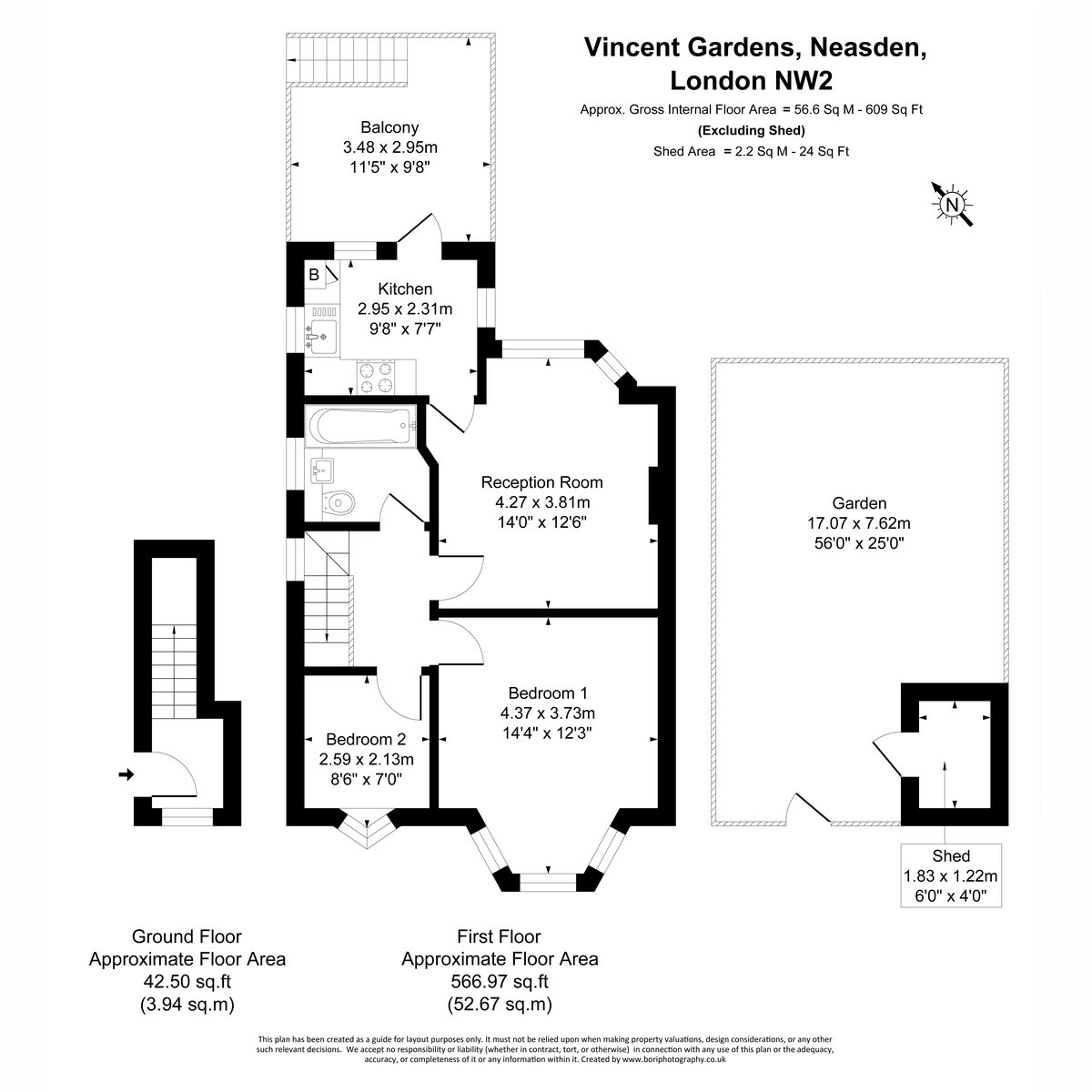 85a, Vincent Gardens, London floorplan
