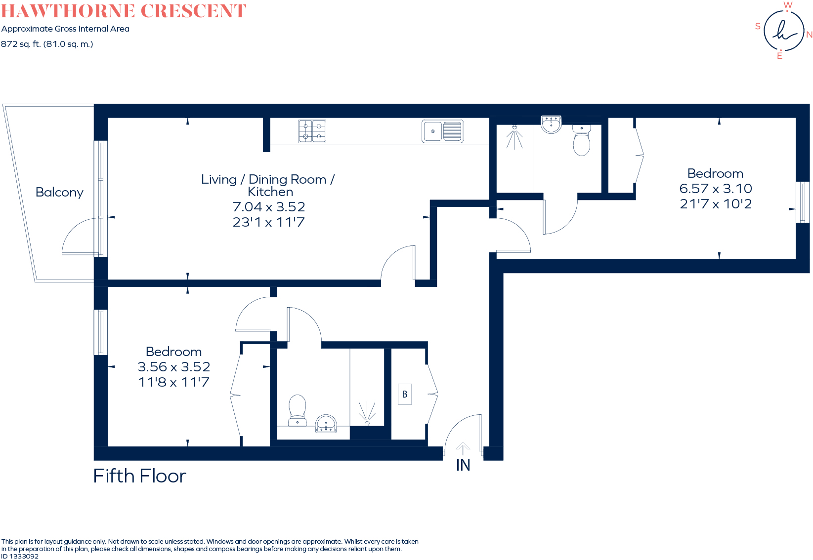 Flat 505, 18, Hawthorne Crescent, London floorplan
