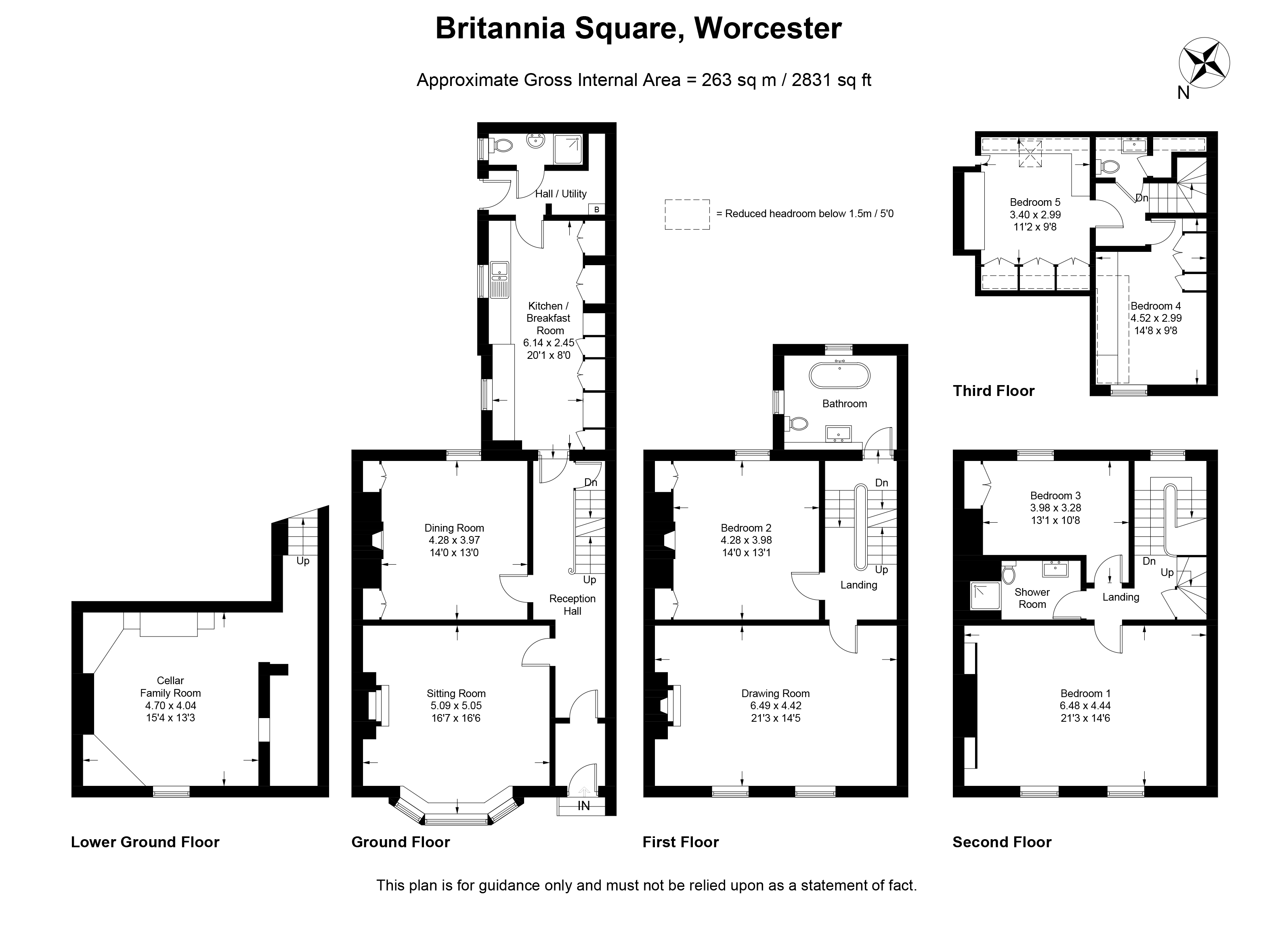 Britannia Square, Worcester WR1, 5 bedroom terraced house for sale