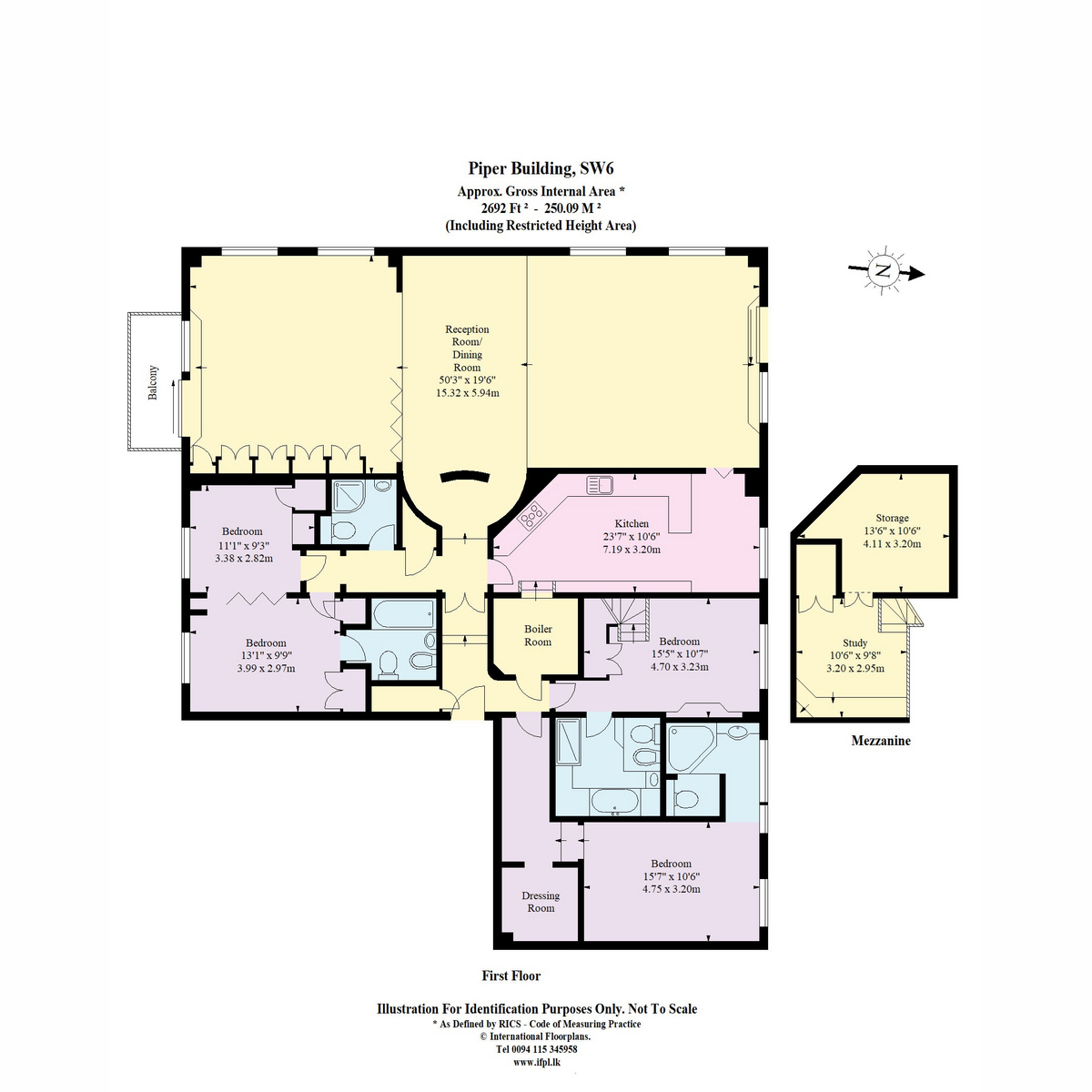 Flat Flat 1, The Piper Building, Peterborough Road, London floorplan