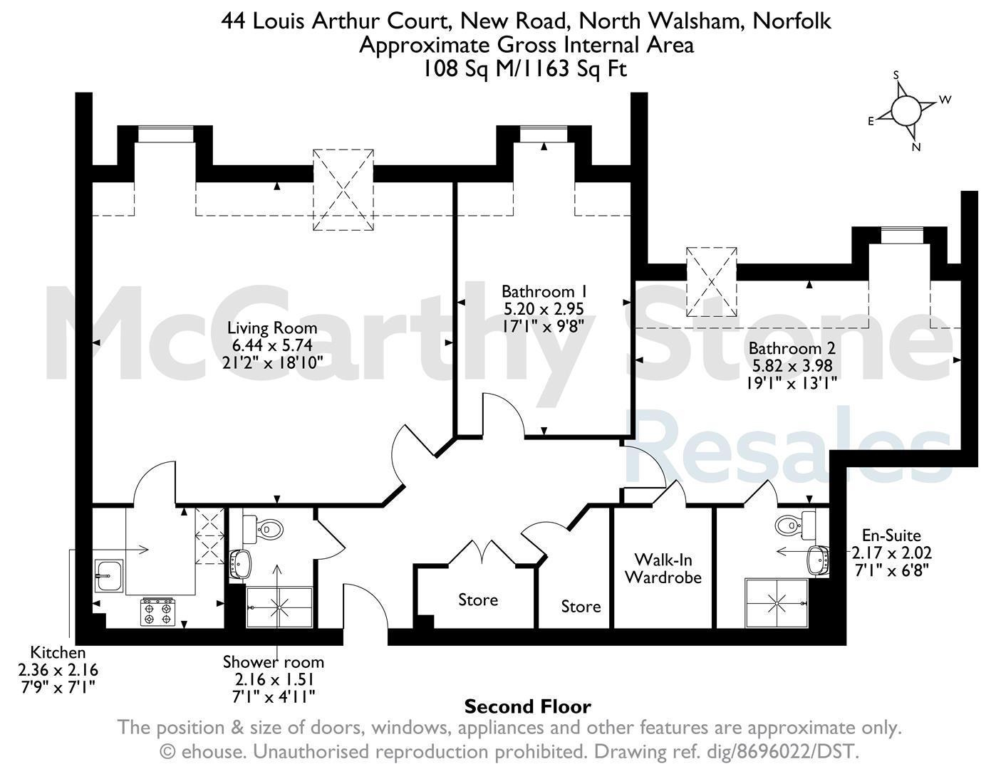 44 Louis Arthur Court, 27-31 New Road, North Walsham floorplan