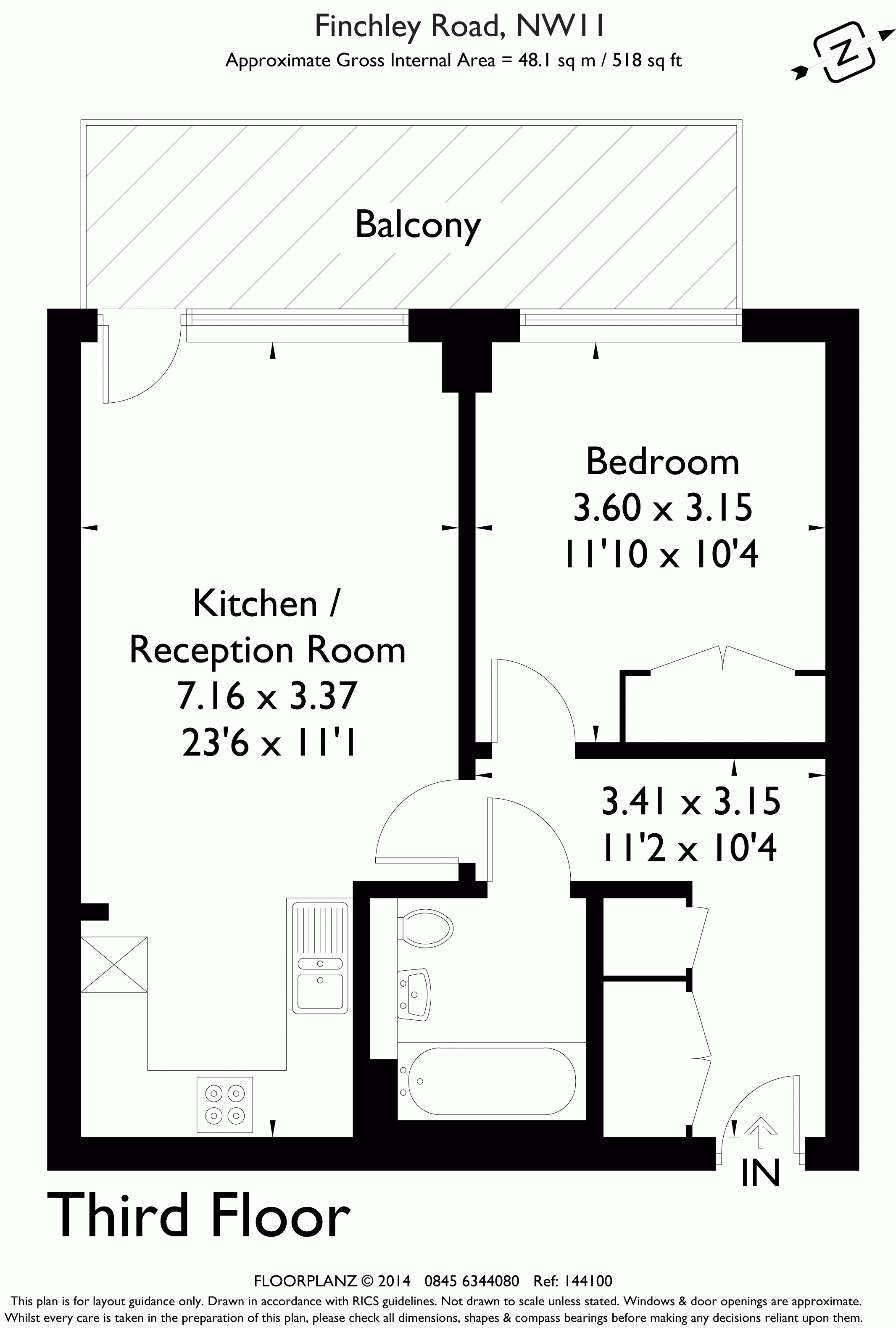 1 Bedrooms Flat to rent in Finchley Road, Childs Hill, London NW11