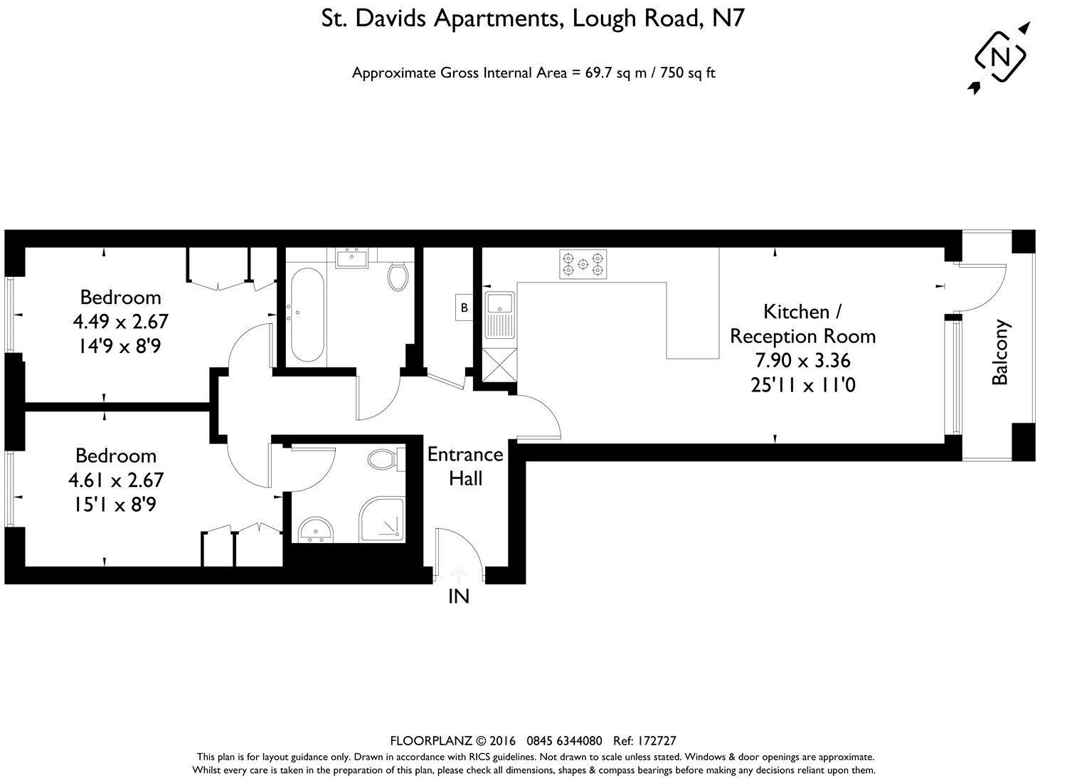 2 Bedrooms Flat to rent in St Davids Apartments, London N7