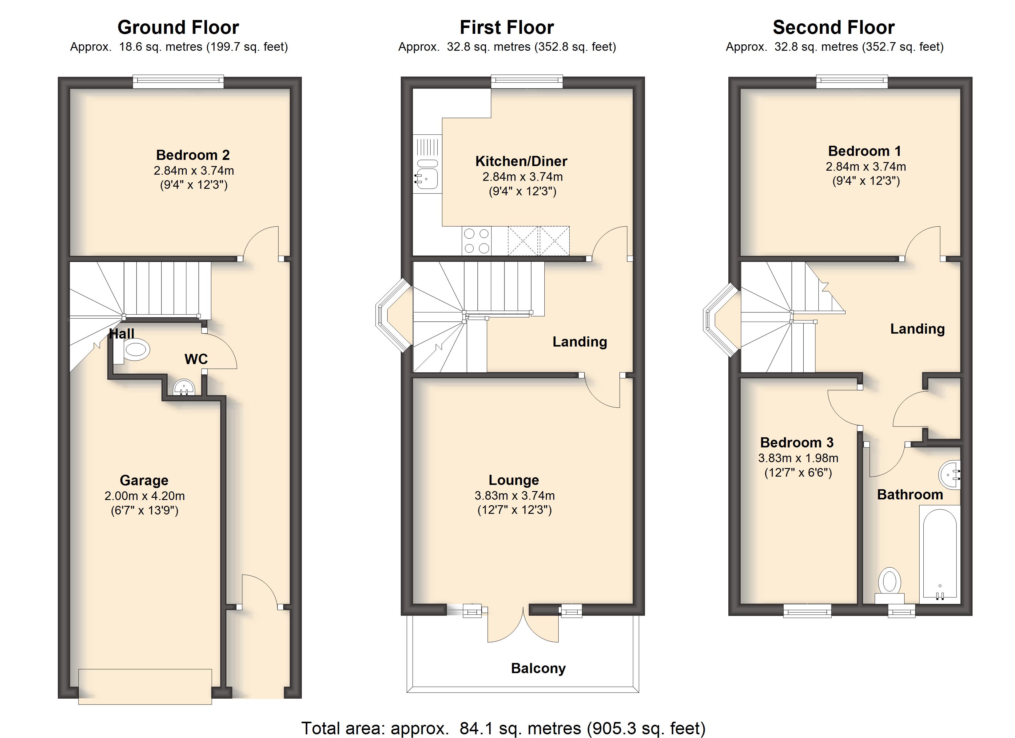 3 Bedrooms Town house to rent in Portland Close, Chesterfield S41