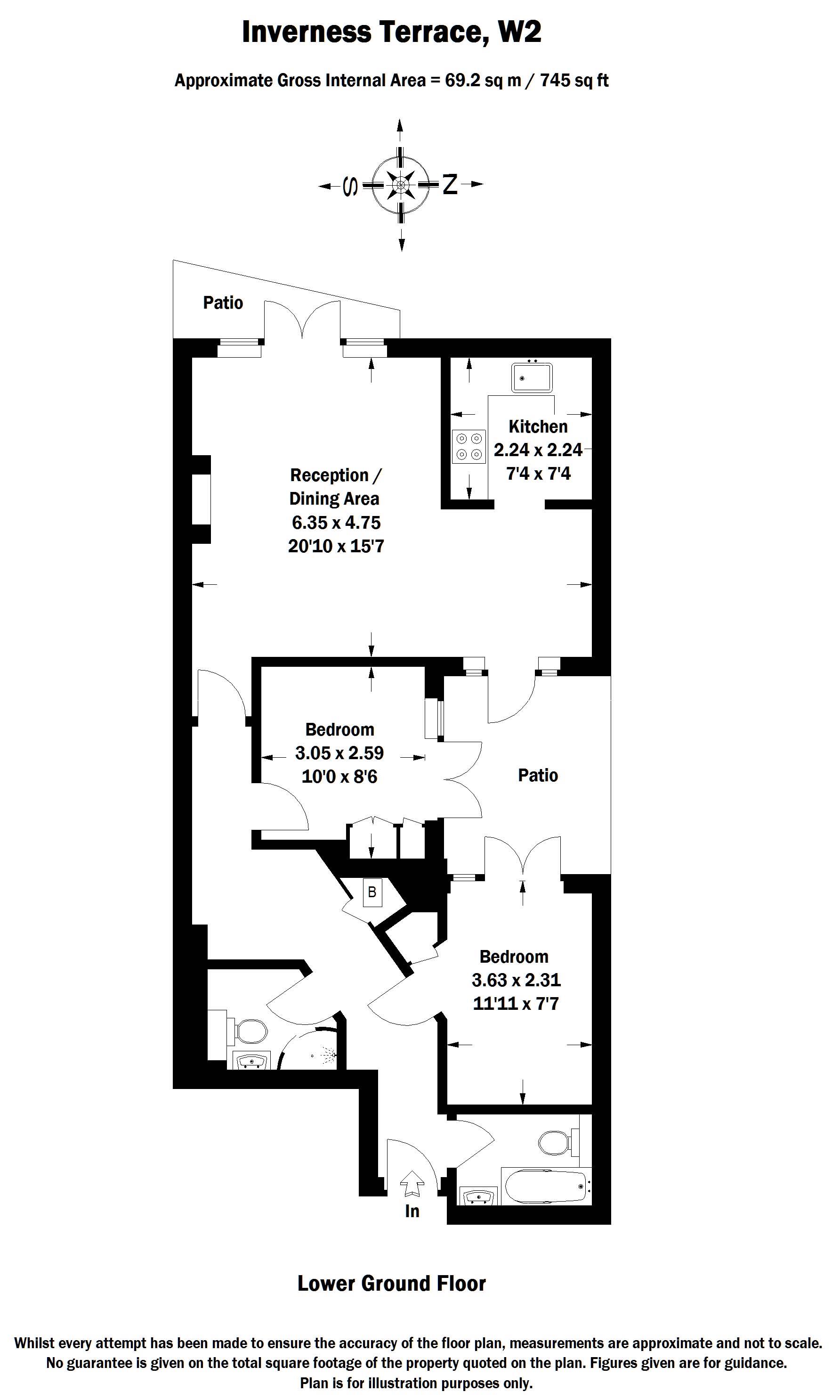 Basement Flat (Flat 2), 31, Inverness Terrace, London floorplan
