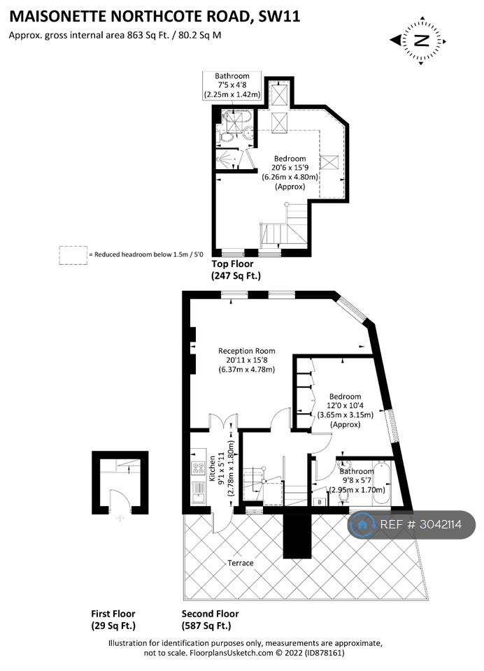 The Garrett, Northcote Road, London floorplan