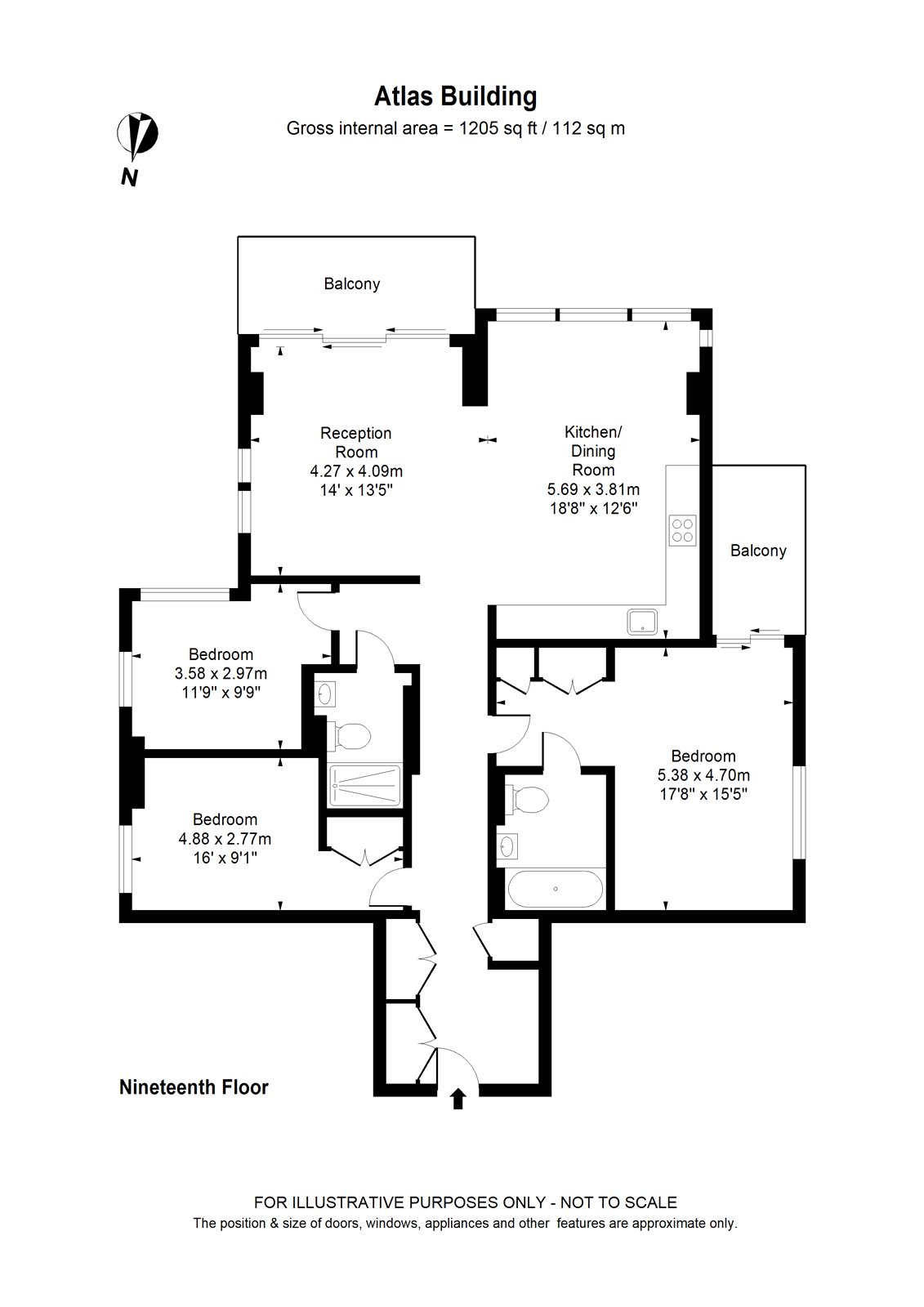 Flat 1908 Atlas Building, 145, City Road, London floorplan